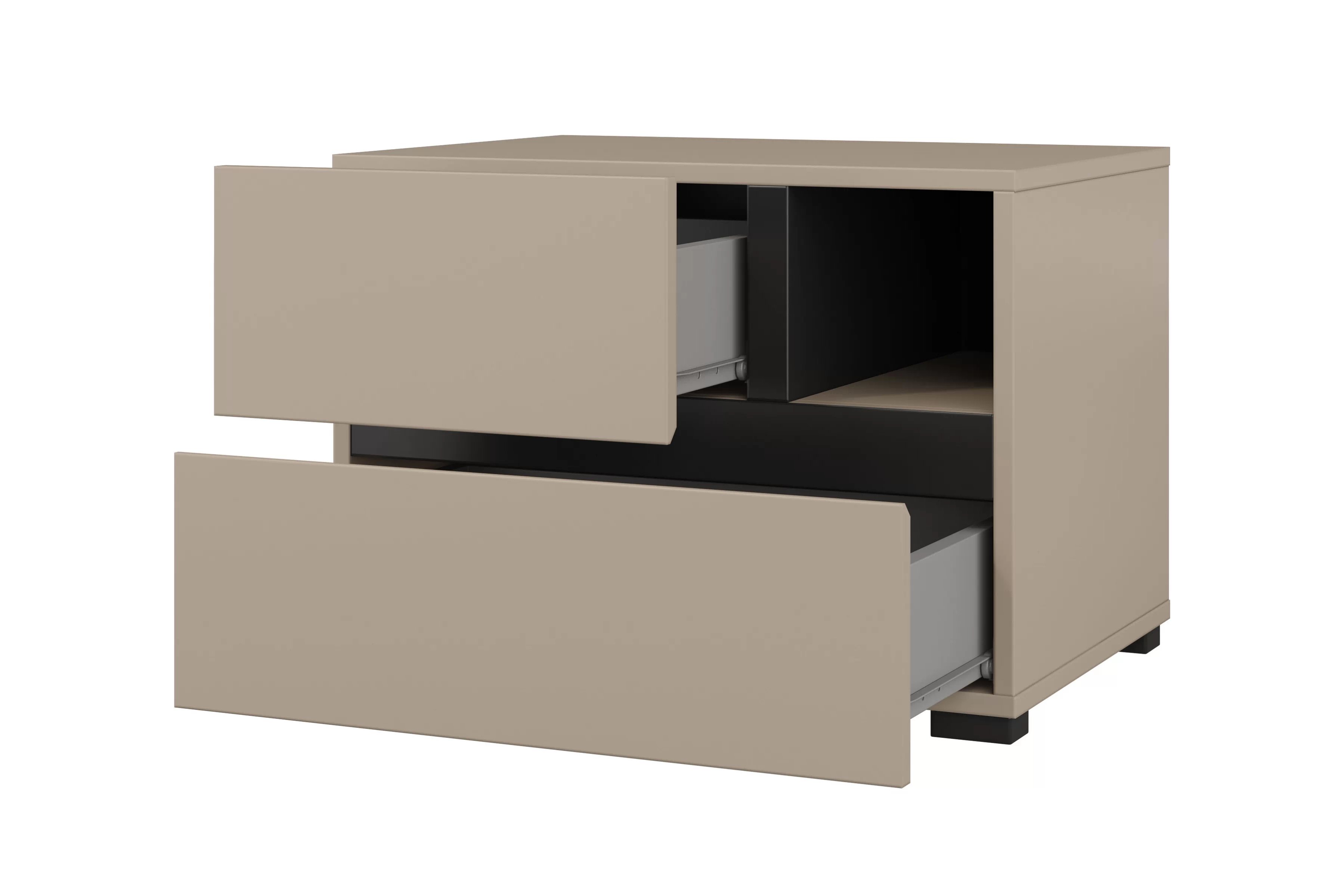 Nočný stolík Cross 55 cm so zásuvkami - kašmírová / čierna Nočný Stolík Gramon 55 cm so zásuvkami - kašmír / Čierny