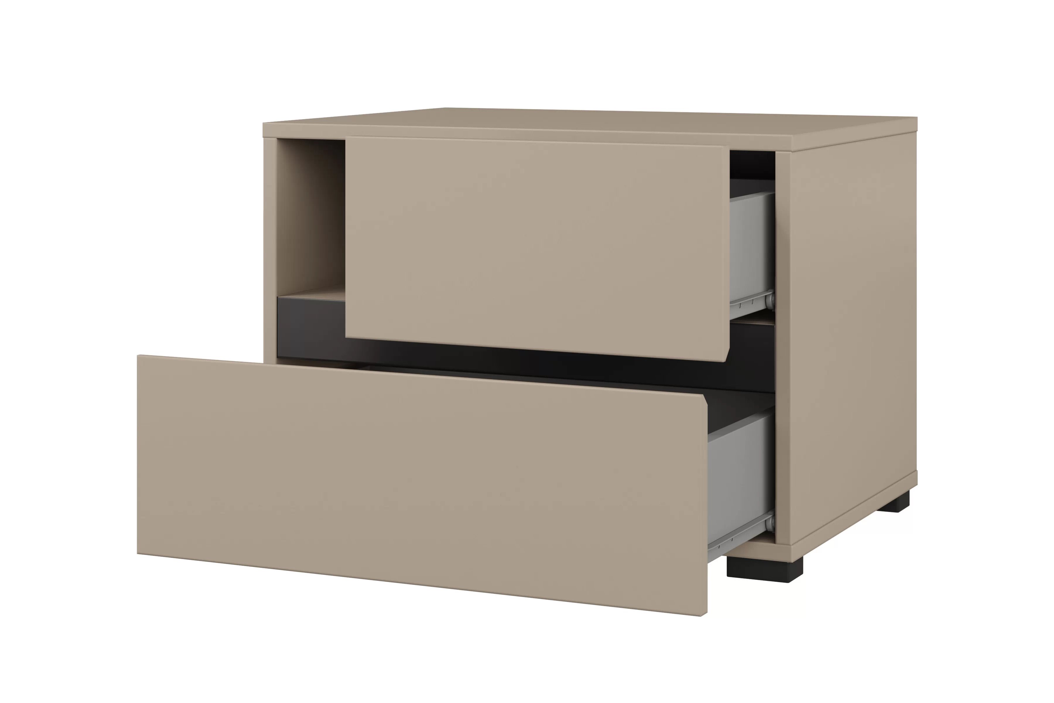 Nočný stolík Cross 55 cm so zásuvkami - kašmírová / čierna Nočný Stolík Gramon 55 cm so zásuvkami - kašmír / Čierny