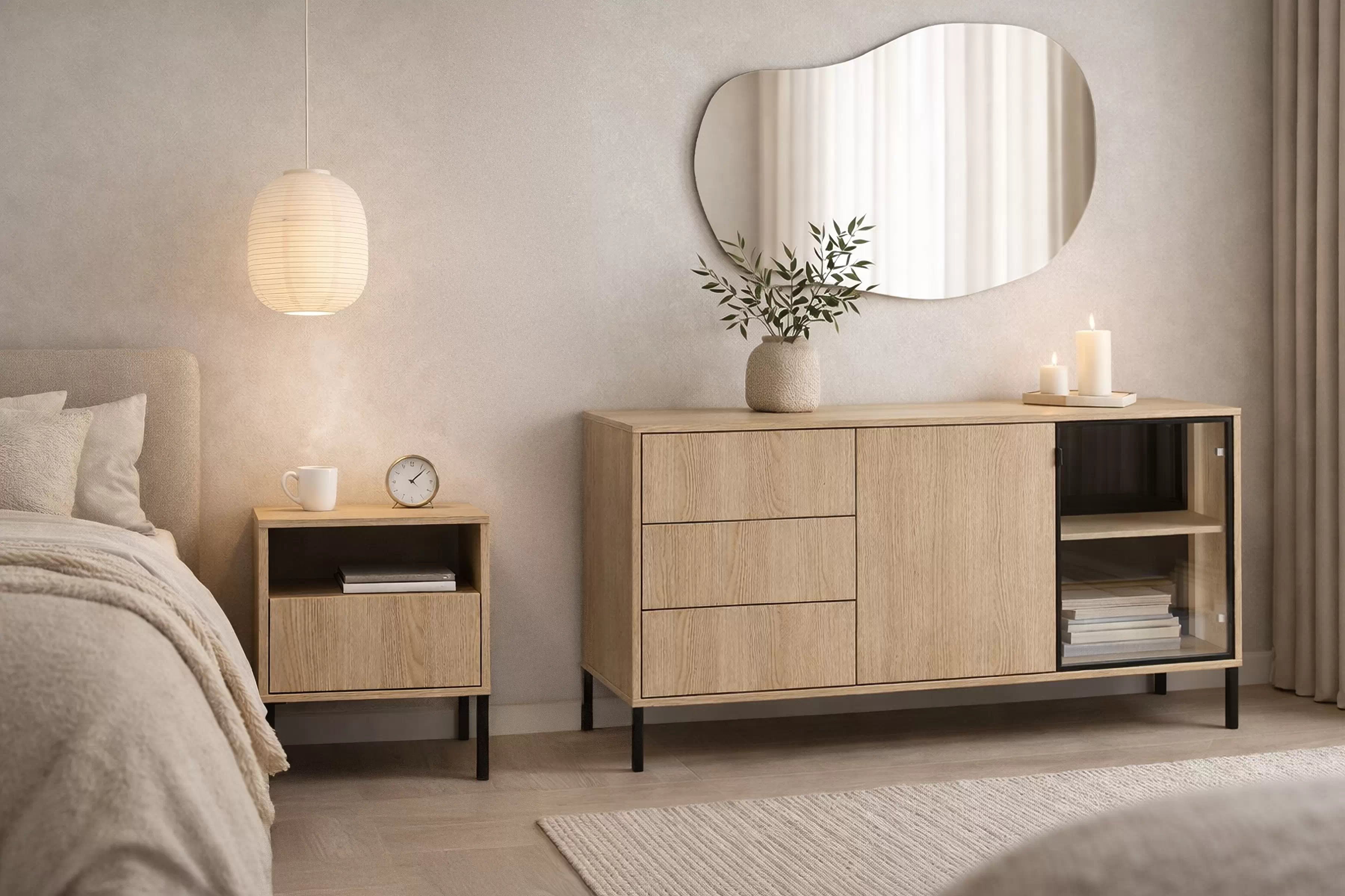 Nočný stolík Harmona 40 cm so zásuvkou - dub lindberg Nočný Stolík Harmona 40 cm z szuflada - Dub lindberg