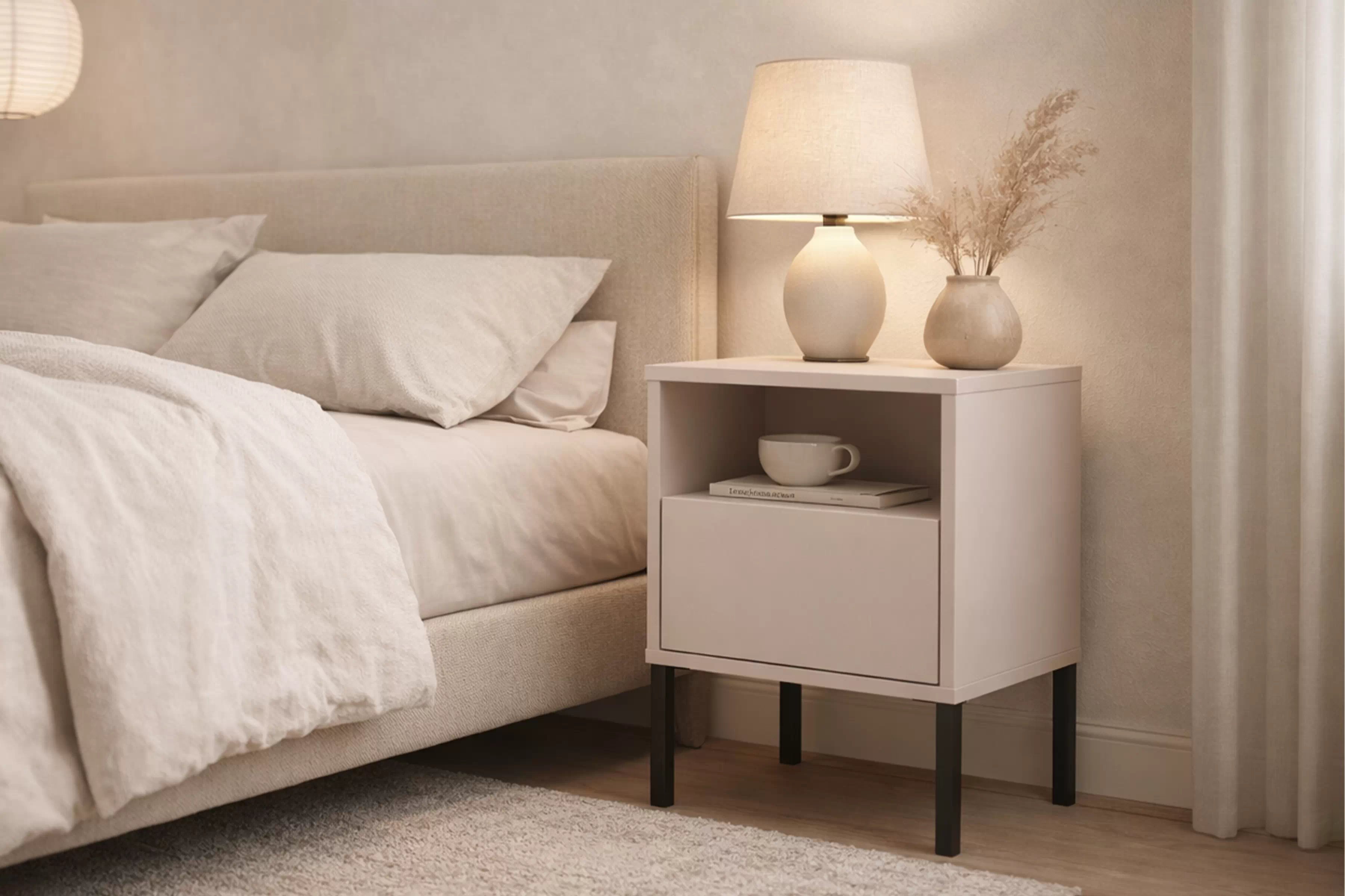 Nočný stolík Harmona 40 cm so zásuvkou - kašmír Nočný Stolík Harmona 40 cm z szuflada - kašmír