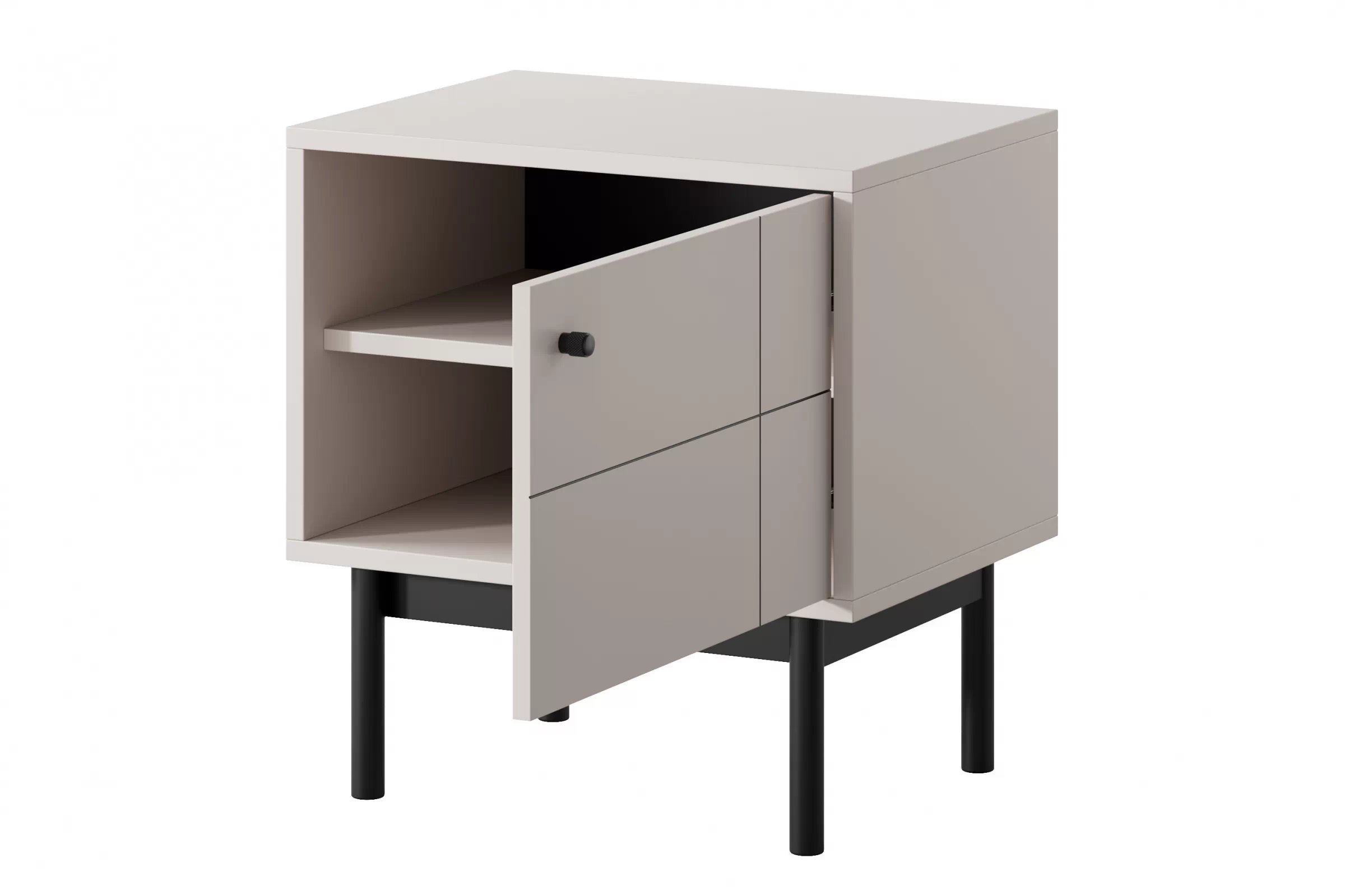 Noční stolek Jolinio 54 cm - kašmír / černé nohy Noční stolek Jolinio 54 cm - kašmír / černá Nohy