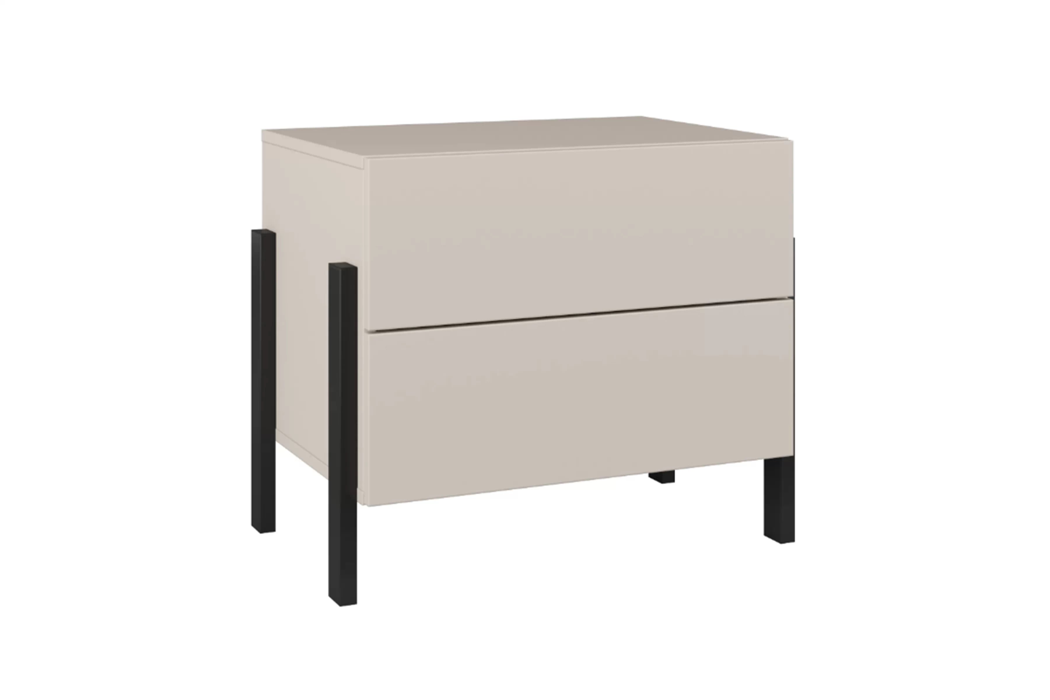 Nočný stolík Jukon 59 cm - kašmírová / čierna Nočný Stolík Jukon 59 cm so zásuvkami - kašmír / čierny nožičky