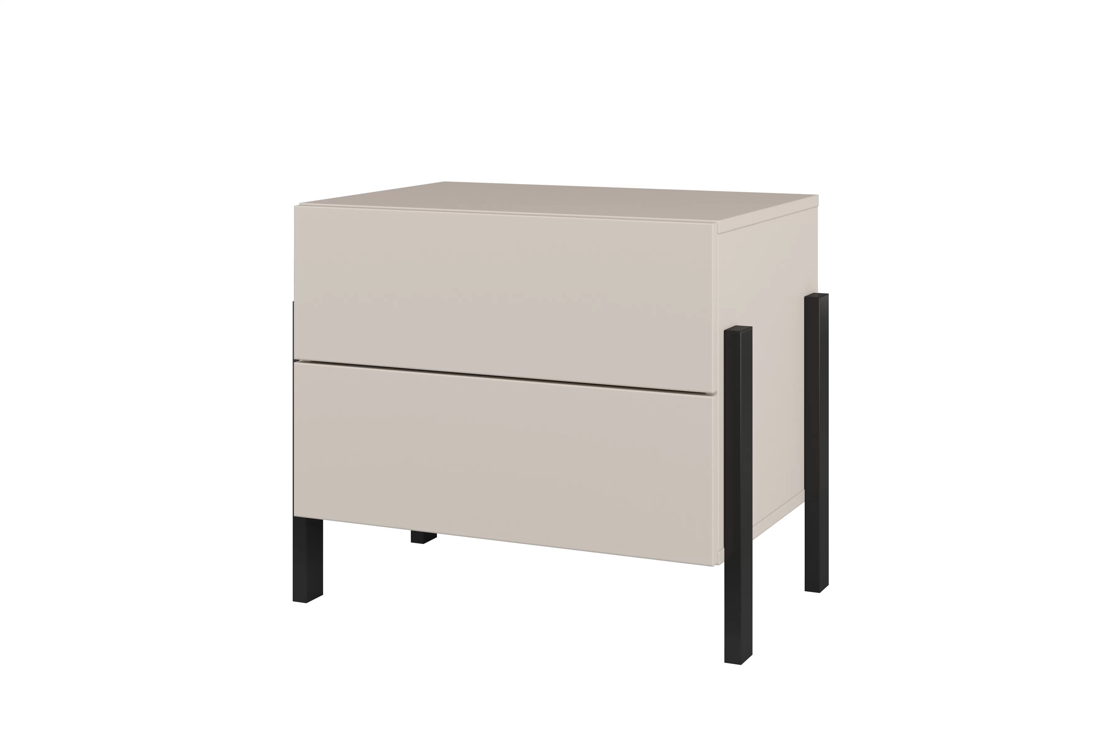 Nočný stolík Jukon 59 cm - kašmírová / čierna Nočný Stolík Jukon 59 cm so zásuvkami - kašmír / čierny nožičky