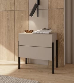 Noční stolek Jukon 59 cm se zásuvkami - kašmír / černé nožky Noční stolek Jukon 59 cm se zásuvkami - kašmír / černé nožičky