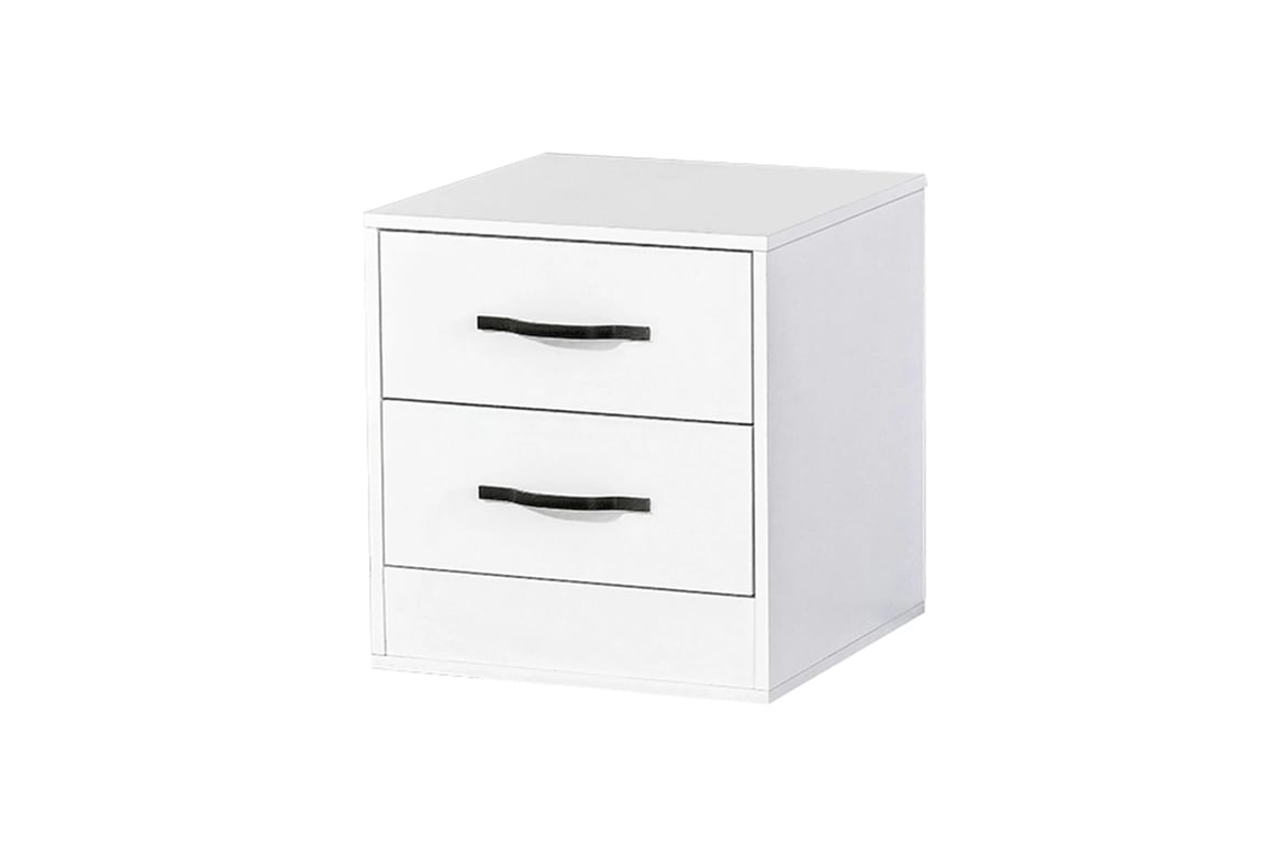 Nočný stolík Lomaro 50 cm so zásuvkami - biela / čierny úchyt Nočný Stolík Lamaro 50 cm so zásuvkami - Biely / Úchytka Čierny 