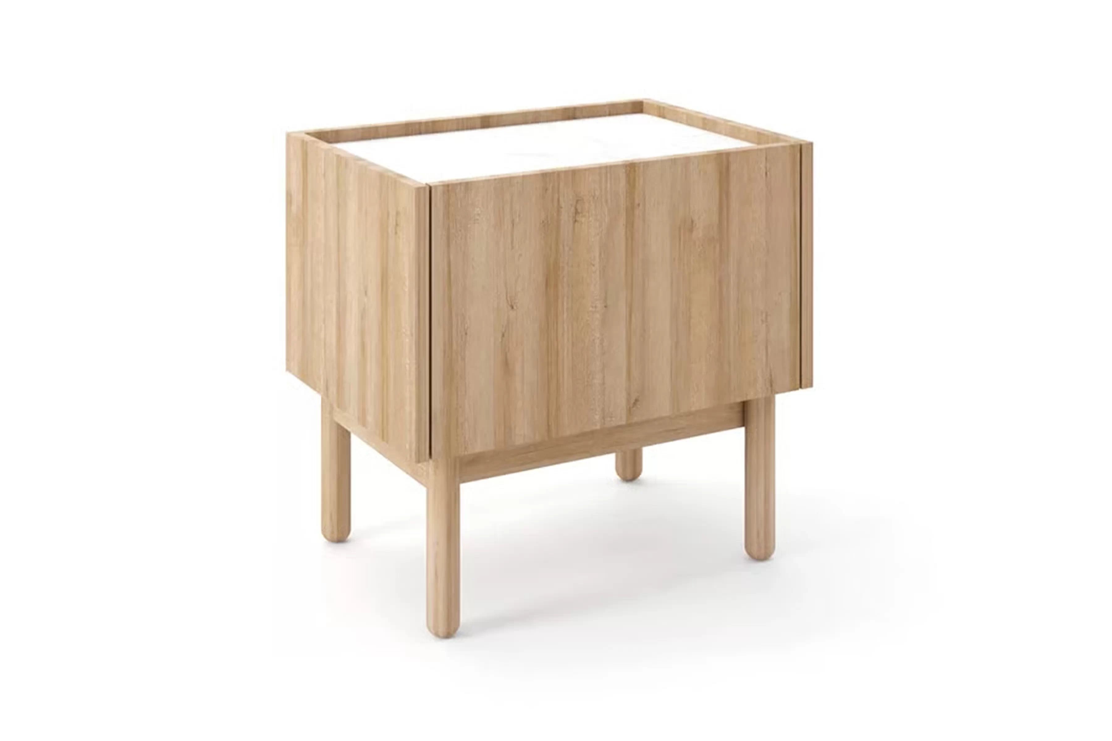 Nočný stolík Landia - dub riviera / biely mramor Nočný Stolík Landia - Dub riviera / Biely mramor