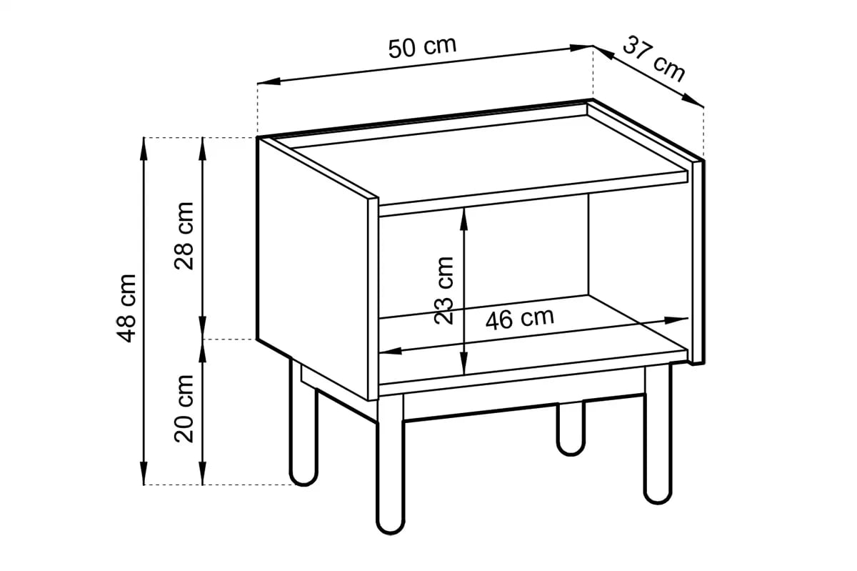 Nočný stolík Landia - dub riviera / biely mramor Nočný stolík Landia - dub riviera / biely mramor - rozmery