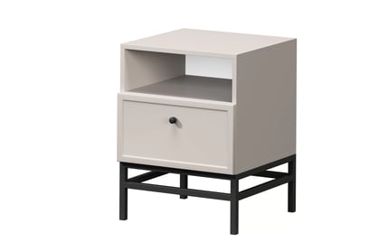 Nočný stolík Lorini so zásuvkou 45 cm - kašmír / čierna úchytka / kovová podnož