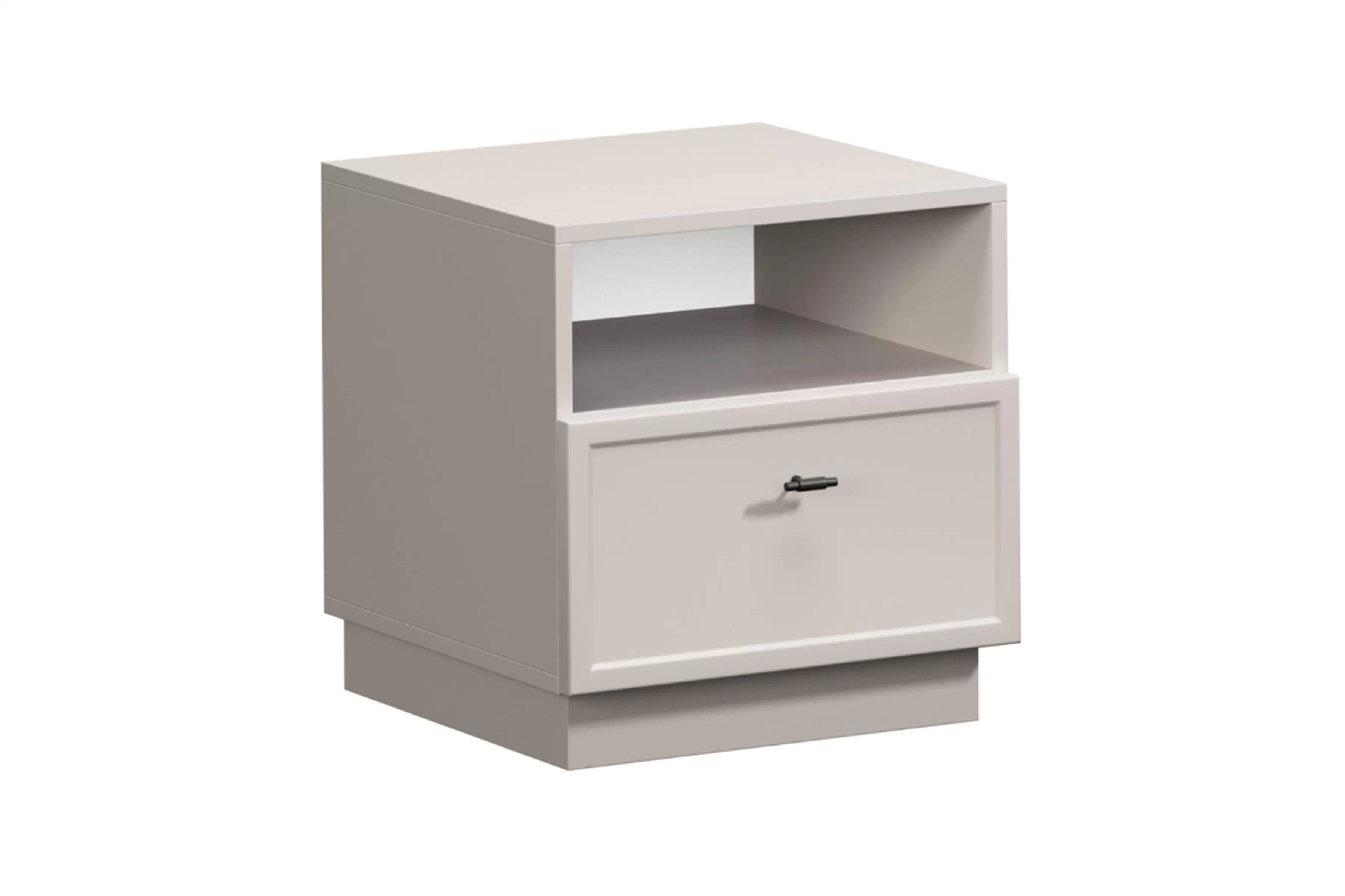 Nočný stolík Lorini so zásuvkou 45 cm - kašmír / čierna úchytka T-bar Nočný Stolík Lorini z szuflada 45 cm - kašmír / Čierny Úchytka T-bar