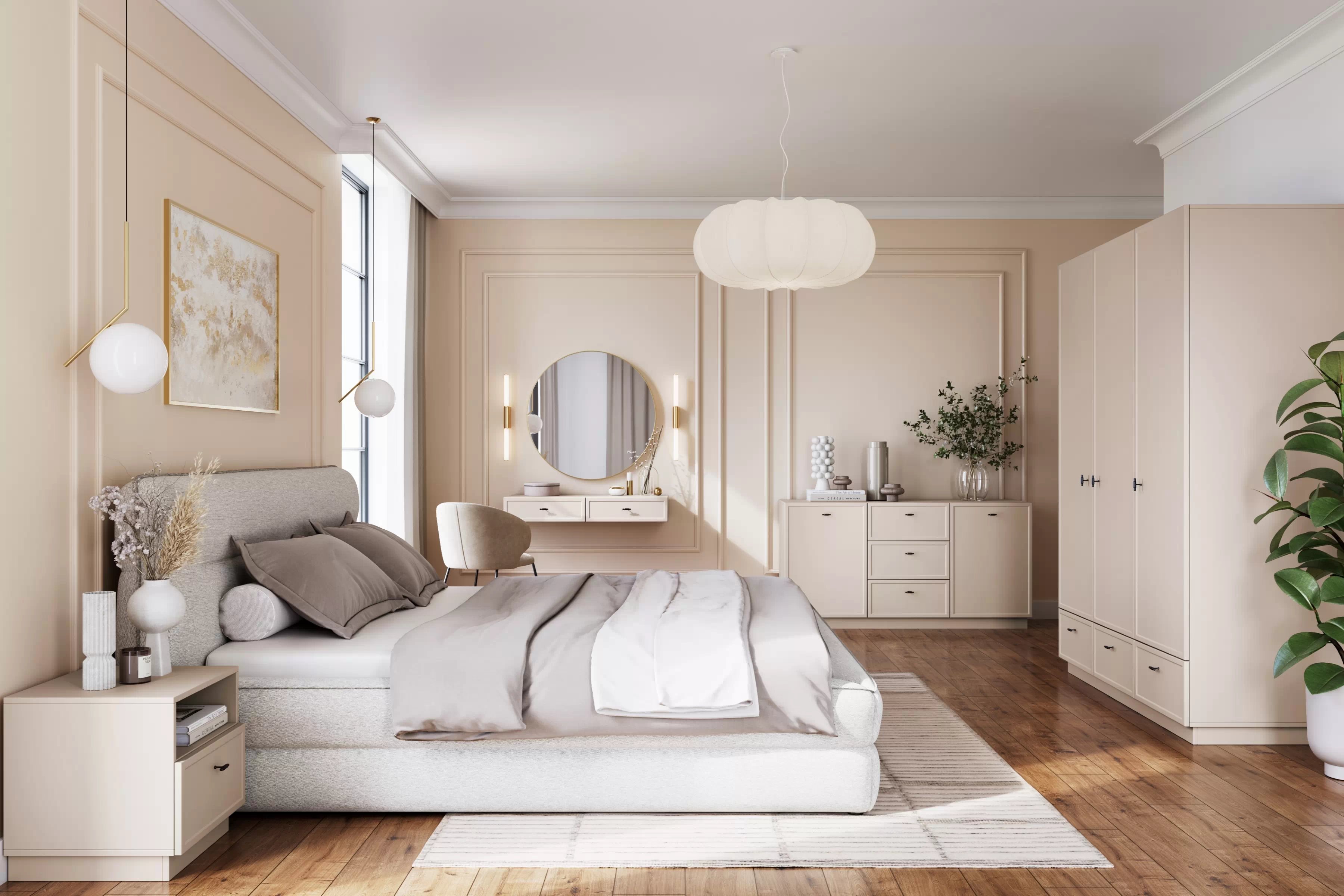 Nočný stolík Lorini 45 cm na sokli - kašmírová / čierna úchytka T Nočný Stolík Lorini z szuflada 45 cm - kašmír / Čierny Úchytka T-bar