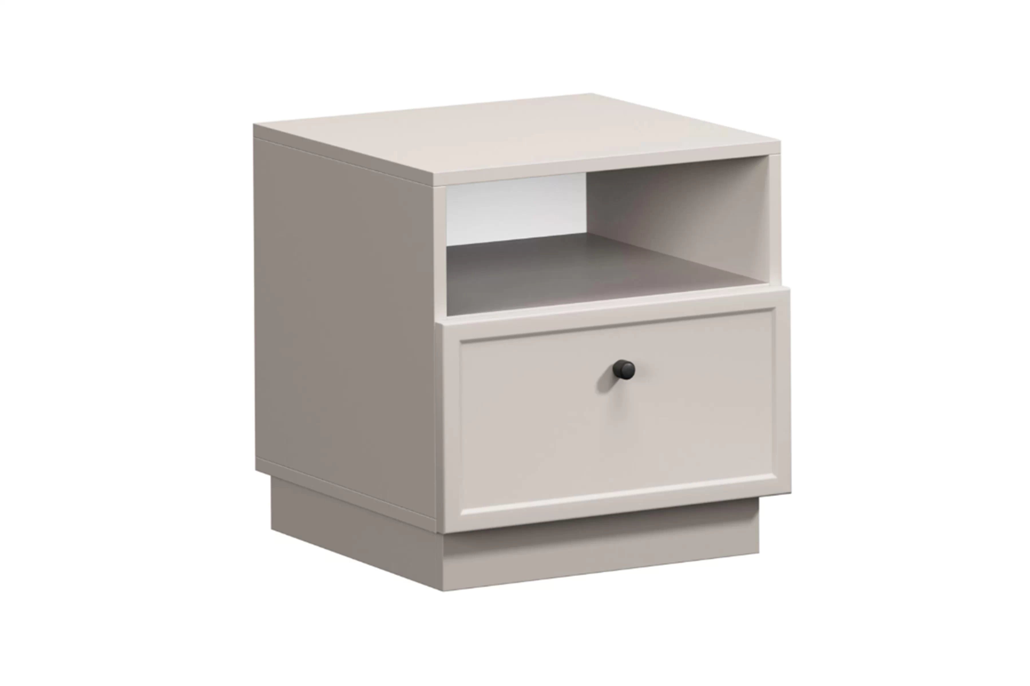 Nočný stolík Lorini so zásuvkou 45 cm - kašmír / čierna úchytka Nočný Stolík Lorini z szuflada 45 cm - kašmír / Čierny Úchytka