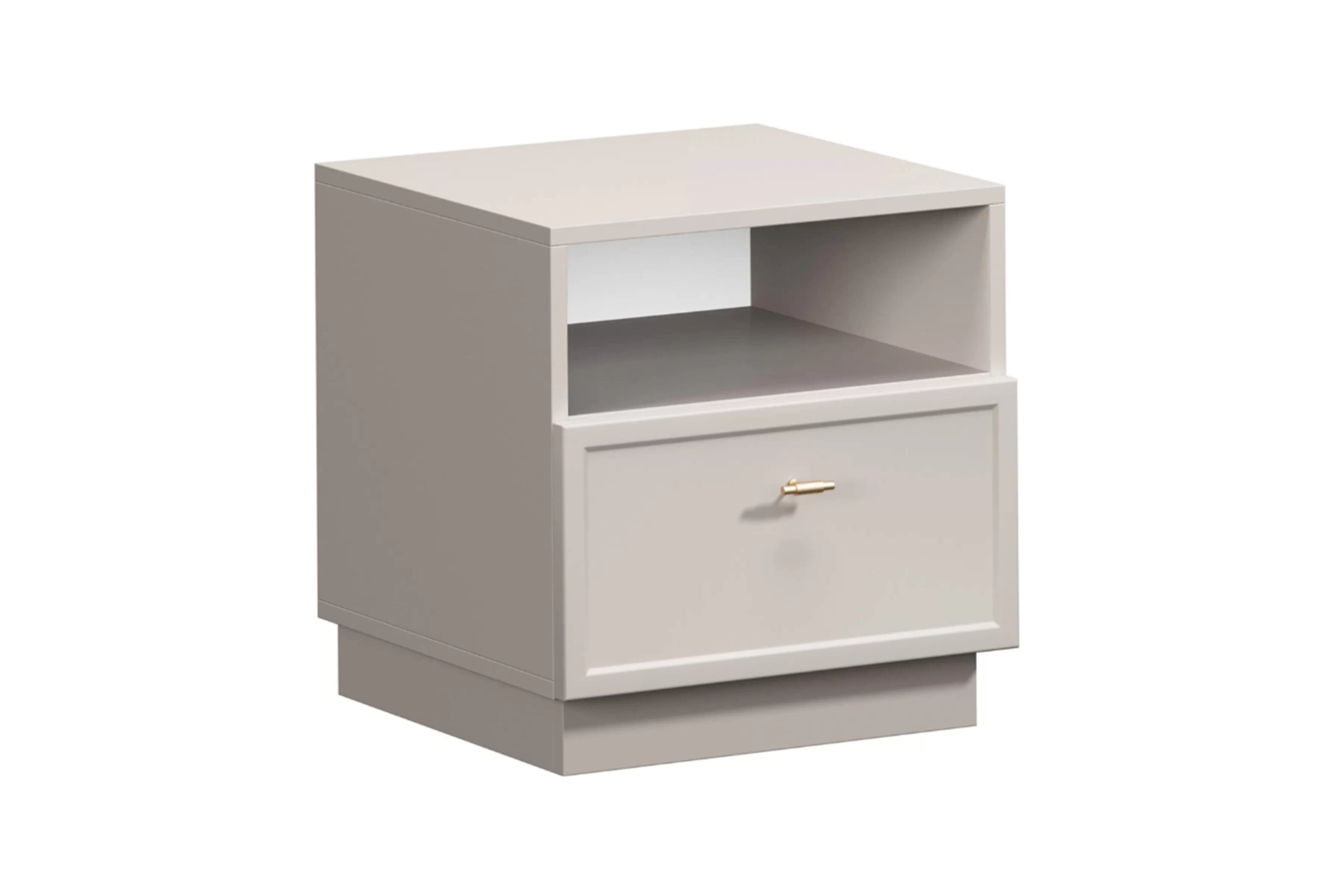 Nočný stolík Lorini so zásuvkou 45 cm - kašmír / zlatá úchytka T-bar Nočný Stolík Lorini z szuflada 45 cm - kašmír / zlaté Úchytka T-bar