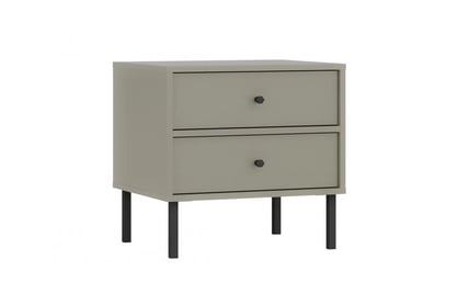 Nočný stolík Lotina II 2S so zásuvkami 52 cm - eukalyptus / čierny nožičky