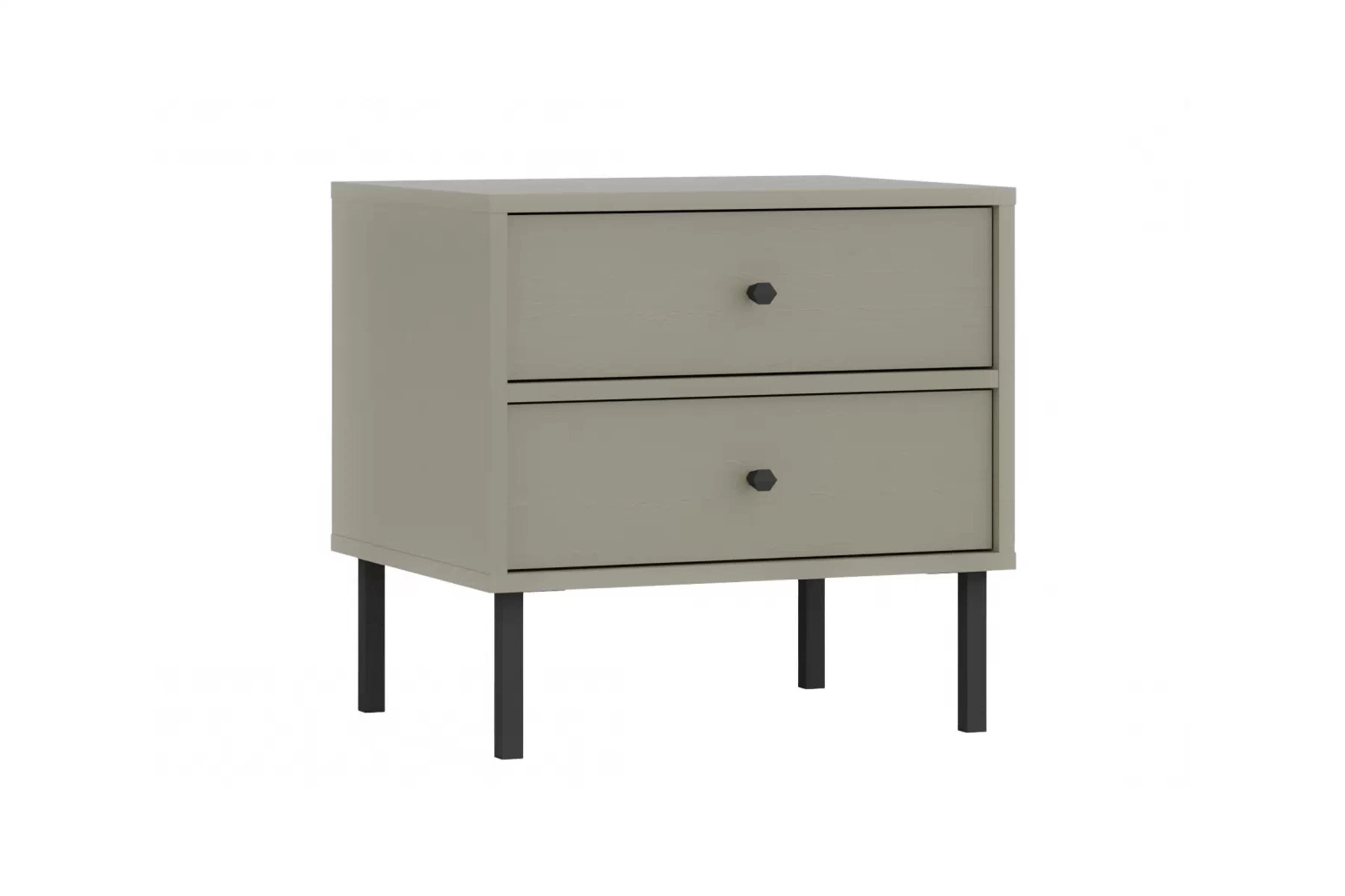 Nočný stolík Lotina II 2S so zásuvkami 52 cm - eukalyptus / čierny nožičky Nočný Stolík Lotina II 2S so zásuvkami 52 cm - eukaliptus / čierny nožičky