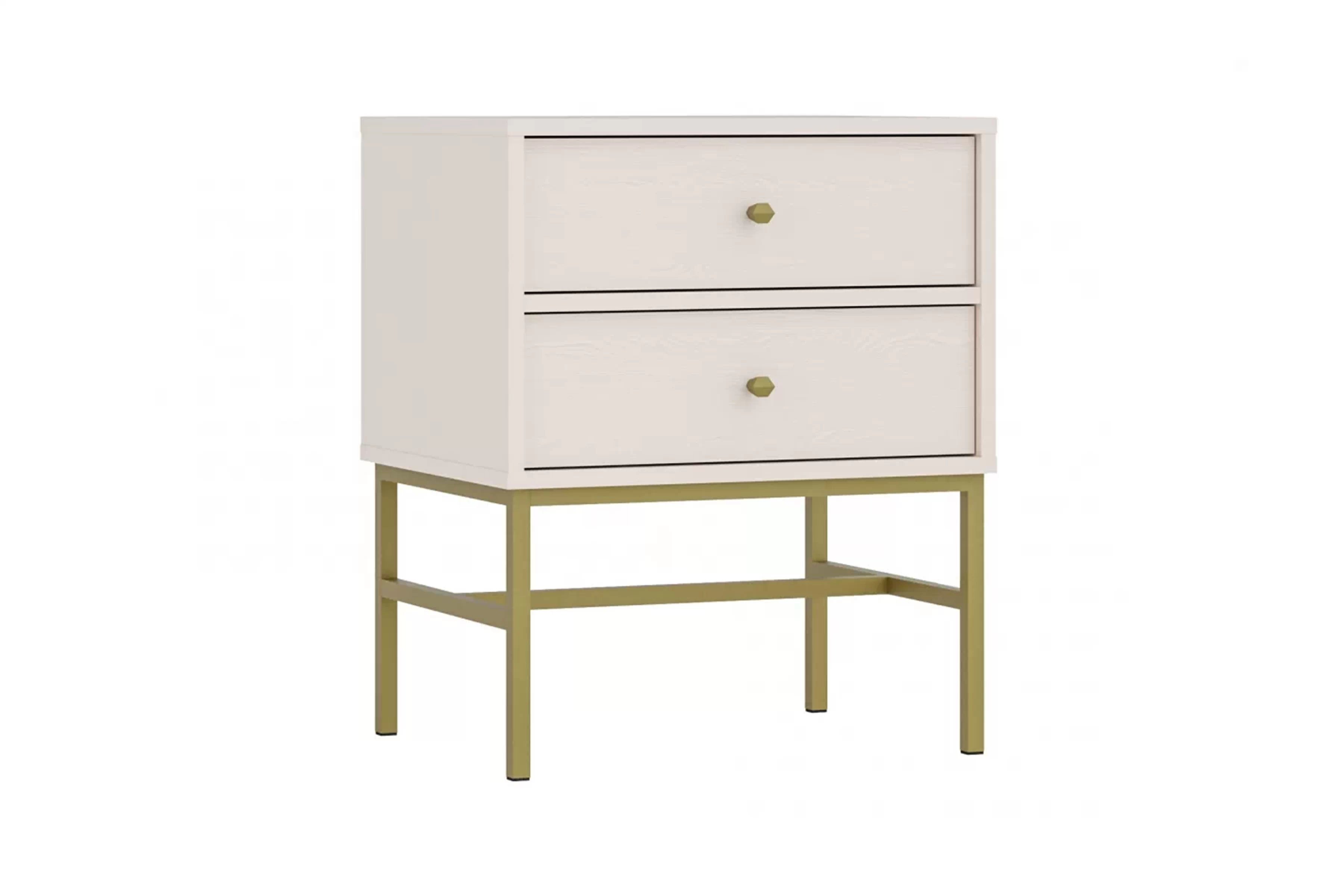 Nočný stolík Lotina III 2S so zásuvkami 52 cm - Béžová Pieskový / zlaté nožičky Nočný Stolík Lotina III 2S so zásuvkami 52 cm - Béžová Pieskový / zlote nožičky