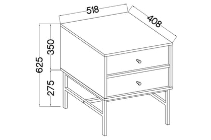 Noční stolek Lotina III 52 cm 2S se zásuvkami - eukalyptus / černé nožky Noční stolek Lotina III 2S se zásuvkami 52 cm - eukaliptus / černá Nohy