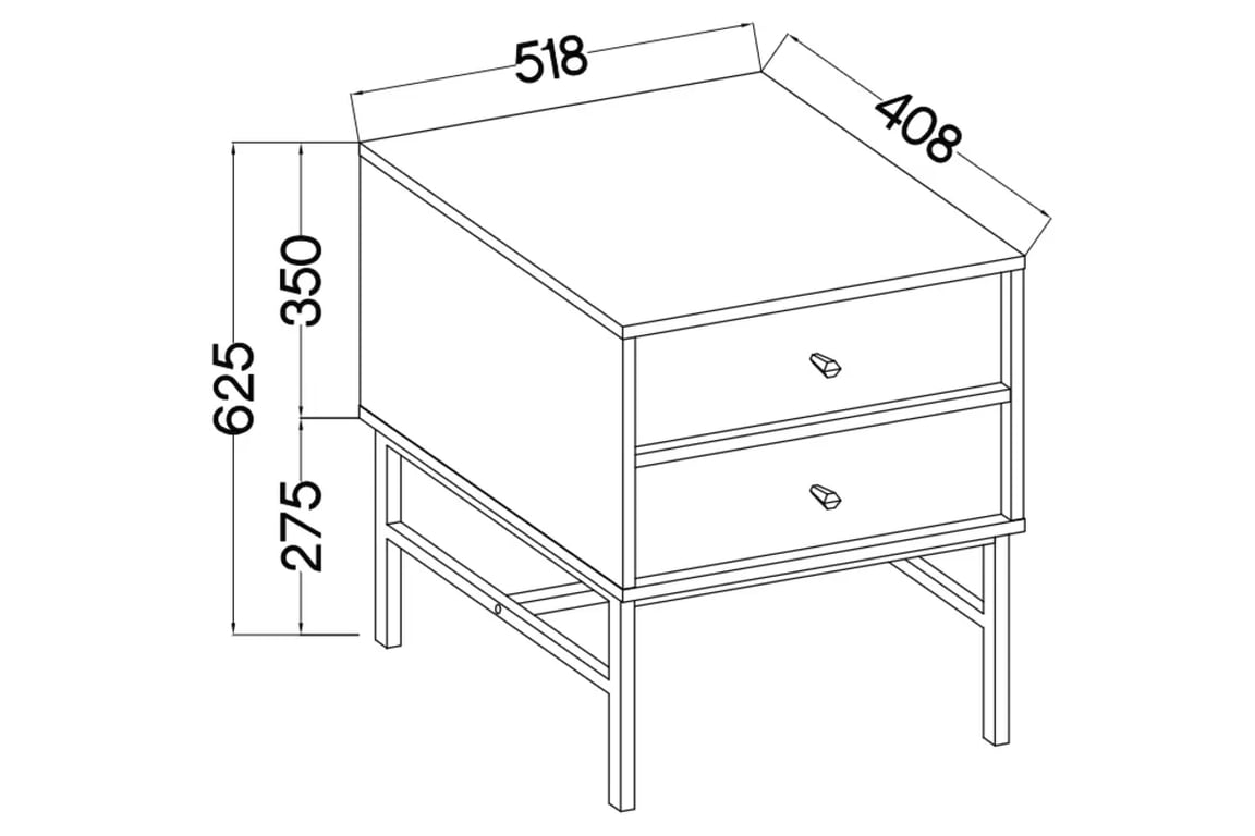 Noční stolek Lotina III 52 cm 2S se zásuvkami - eukalyptus / černé nožky Noční stolek Lotina III 2S se zásuvkami 52 cm - eukaliptus / černá Nohy