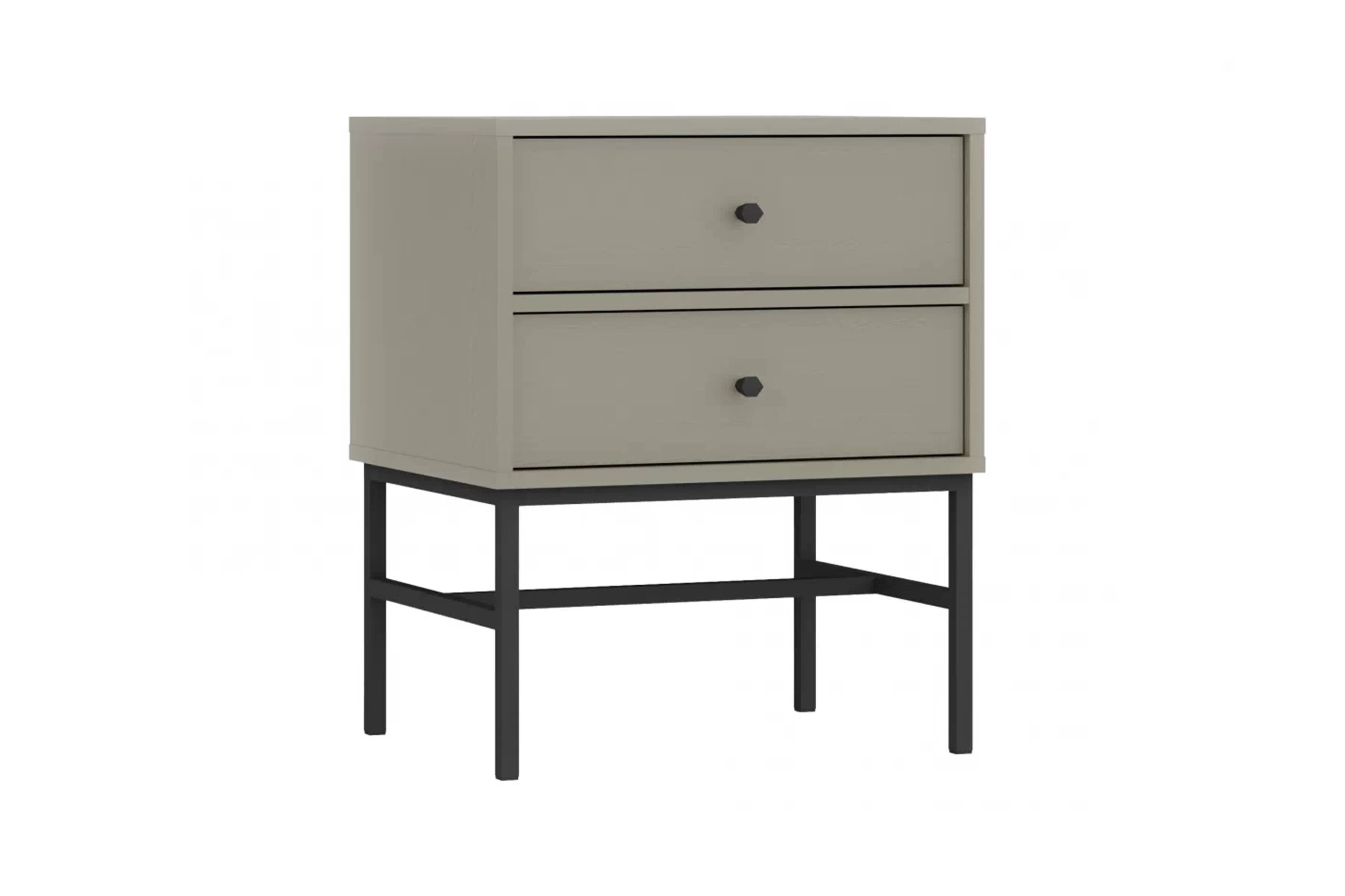 Nočný stolík Lotina III 2S so zásuvkami 52 cm - eukalyptus / čierny nožičky Nočný Stolík Lotina III 2S so zásuvkami 52 cm - eukaliptus / čierny nožičky