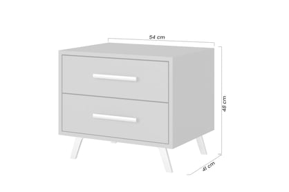 Noční stolek Lutori se zásuvkami 54 cm - tlumená modrá Noční stolek Lutori se zásuvkami - zgaszony blankyt