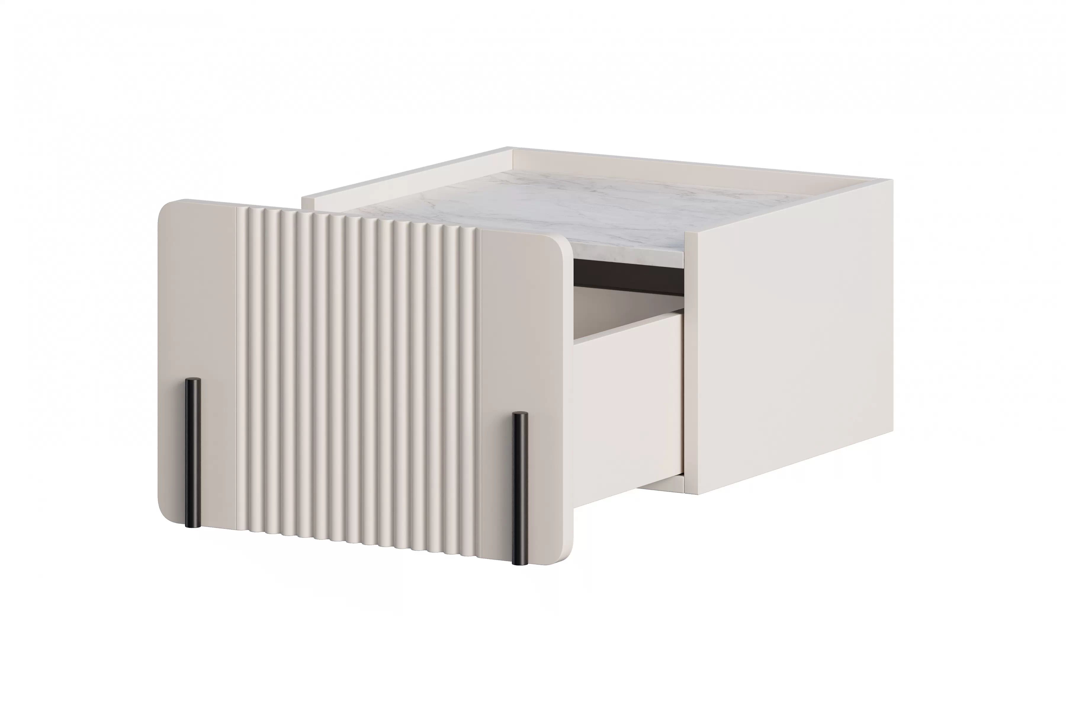 Nočný stolík na stenu Malmi 45 cm - kašmírová / crema bianca / čierna Nočný Stolík Malmi 45 cm závesná z szuflada - kašmír / crema bianca / Čierny