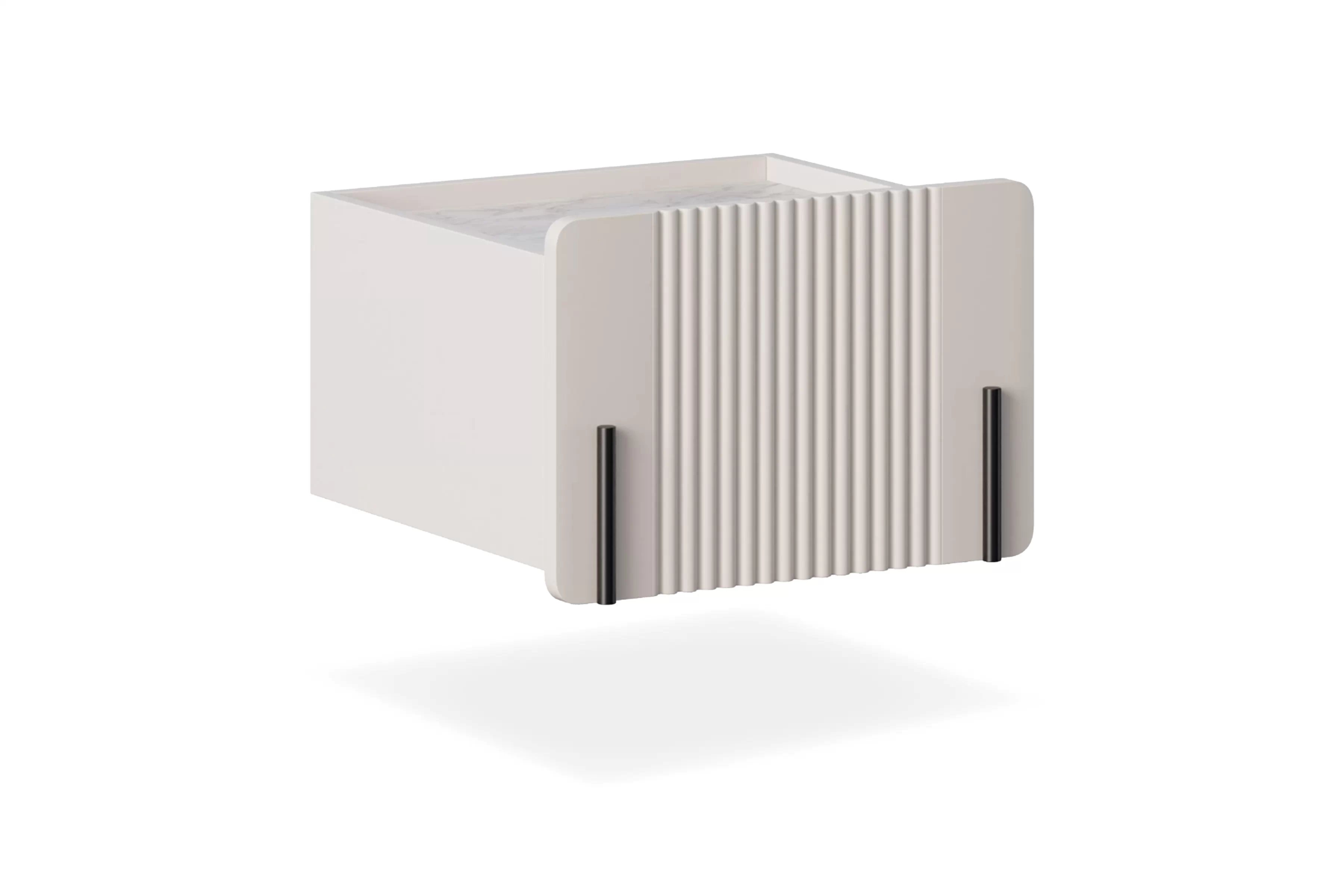 Nočný stolík na stenu Malmi 45 cm - kašmírová / crema bianca / čierna Nočný Stolík Malmi 45 cm závesná z szuflada - kašmír / crema bianca / Čierny