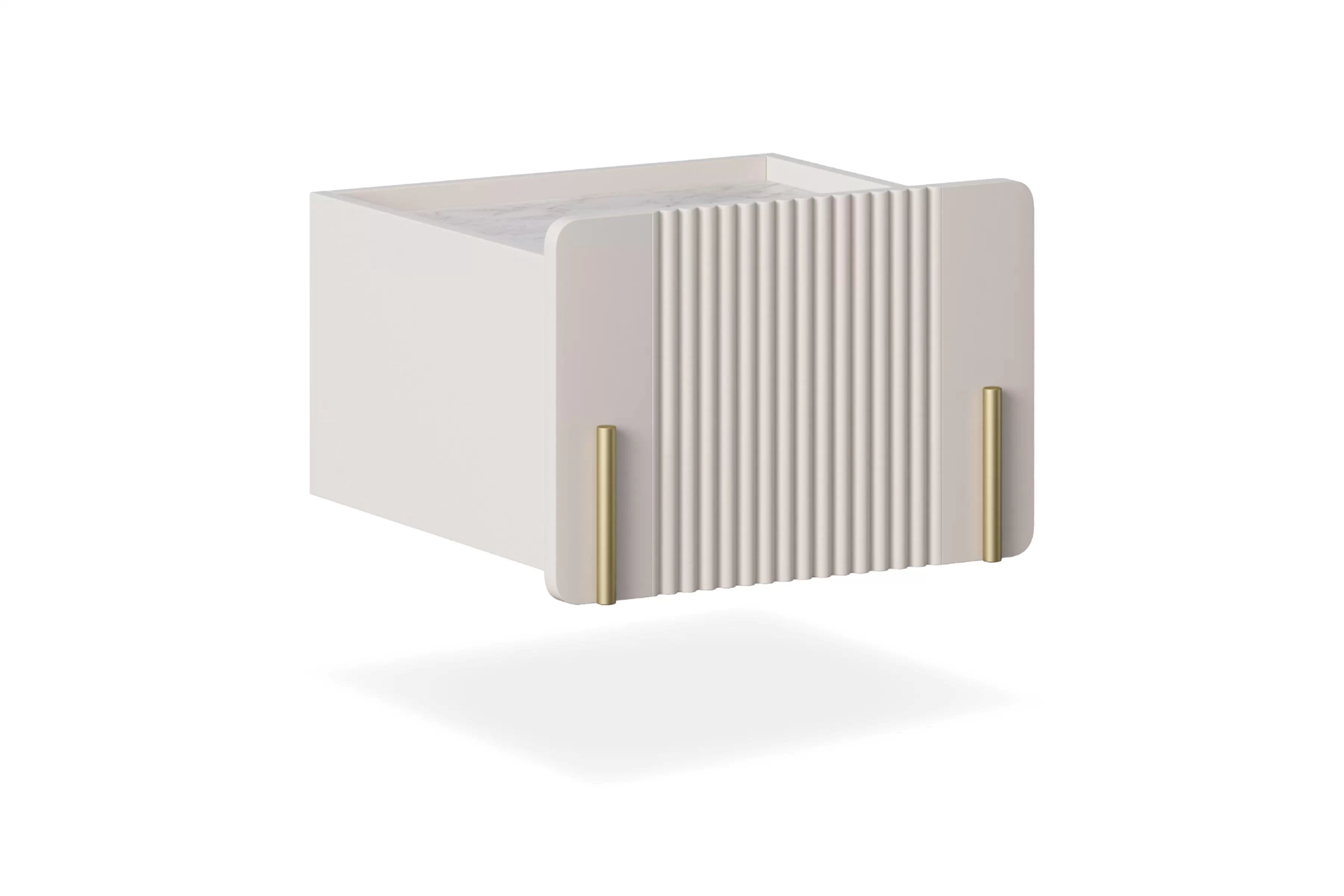 Nočný stolík na stenu Malmi 45 cm - kašmírová / crema bianca / zlatá Nočný Stolík Malmi 45 cm závesná z szuflada - kašmír / crema bianca / zlaté