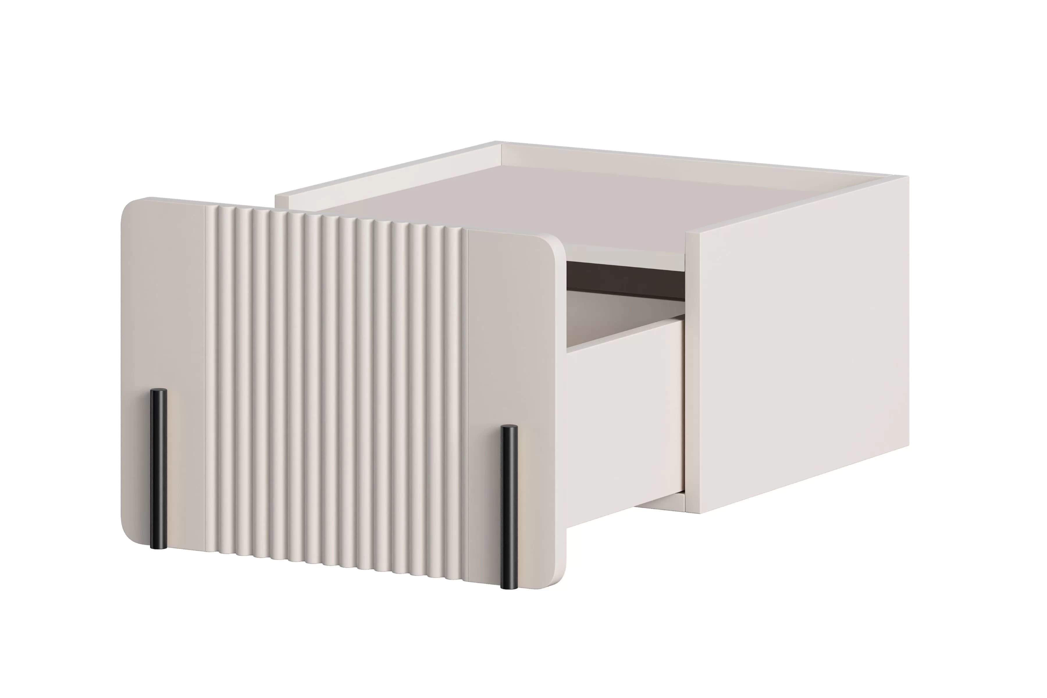 Závesný nočný stolík Malmi 45 cm so zásuvkou - kašmír / čierna Nočný Stolík Malmi 45 cm závesná z szuflada - kašmír / Čierny