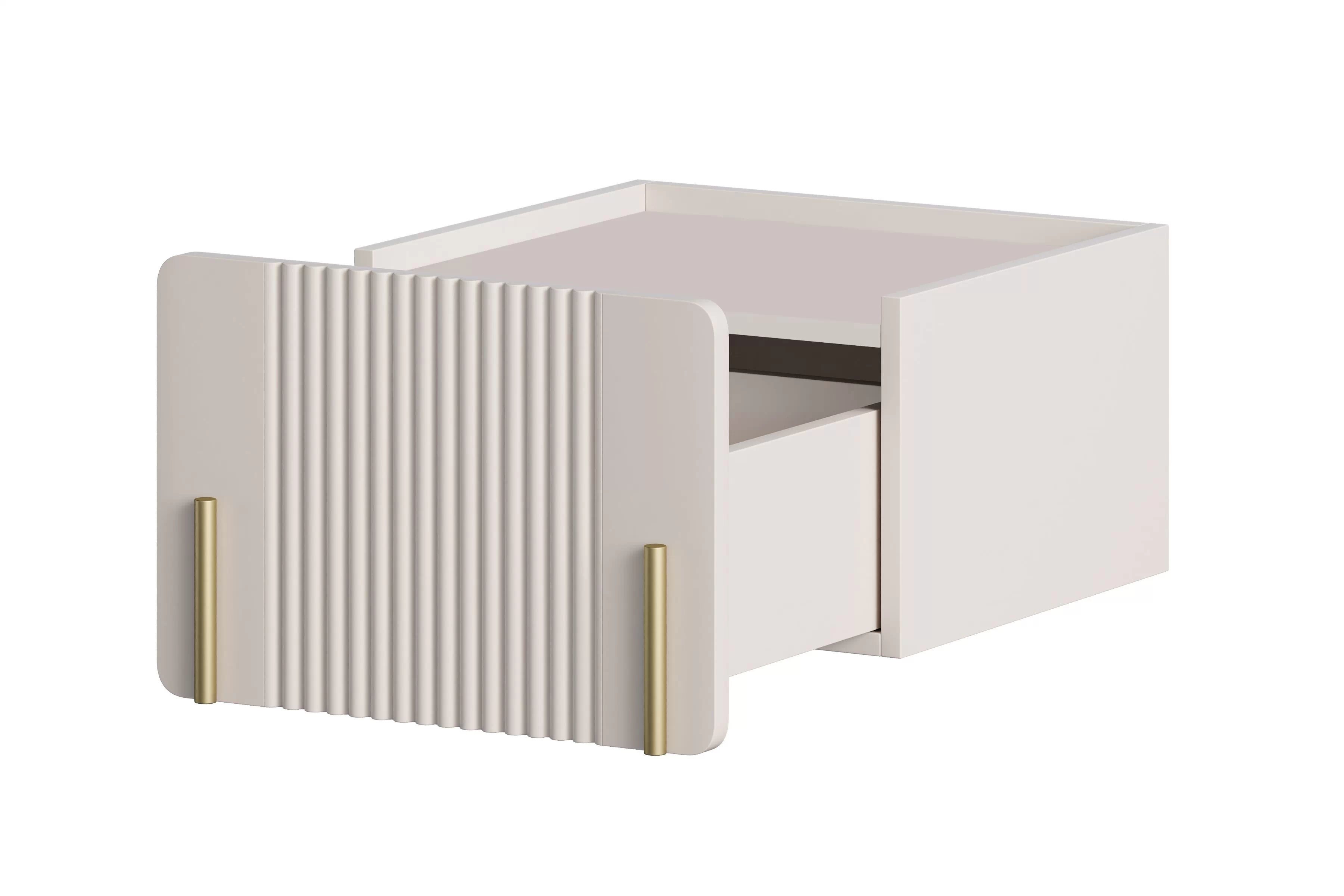 Závesný nočný stolík Malmi 45 cm so zásuvkou - kašmír / zlatá Nočný Stolík Malmi 45 cm závesná z szuflada - kašmír / zlaté