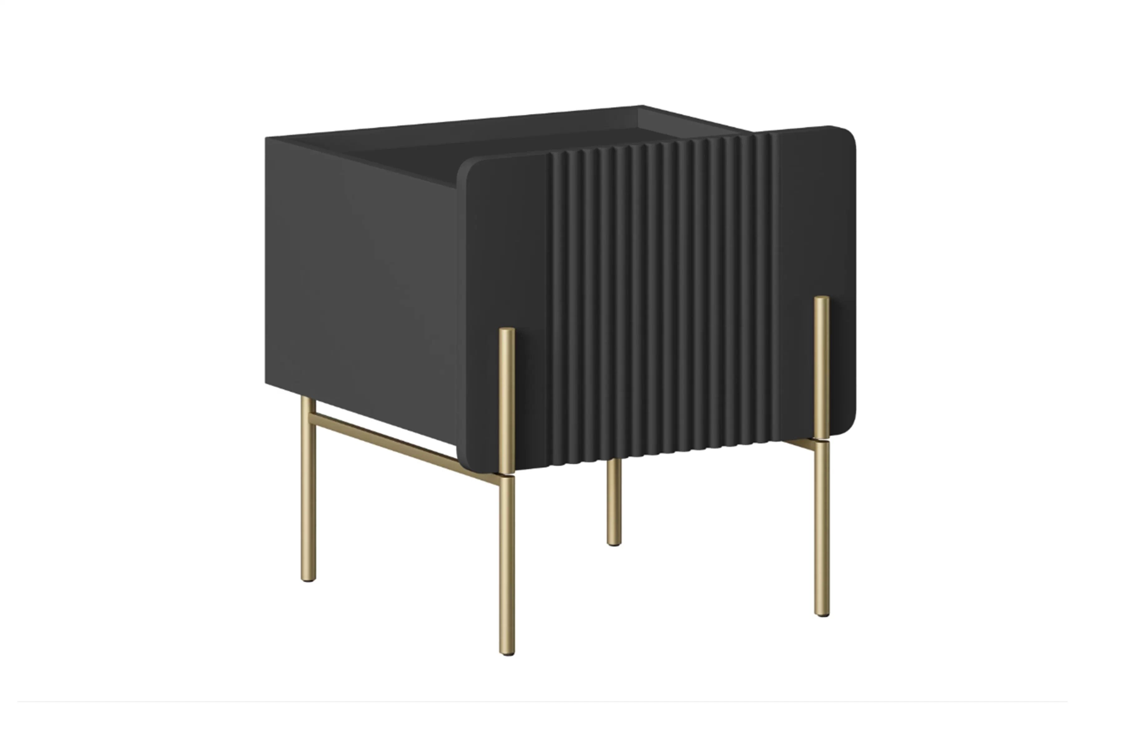 Nočný stolík Malmi 45 cm - čierny mat / zlatá Nočný Stolík Malmi 45 cm z szuflada - Čierny mat / zlote nozki