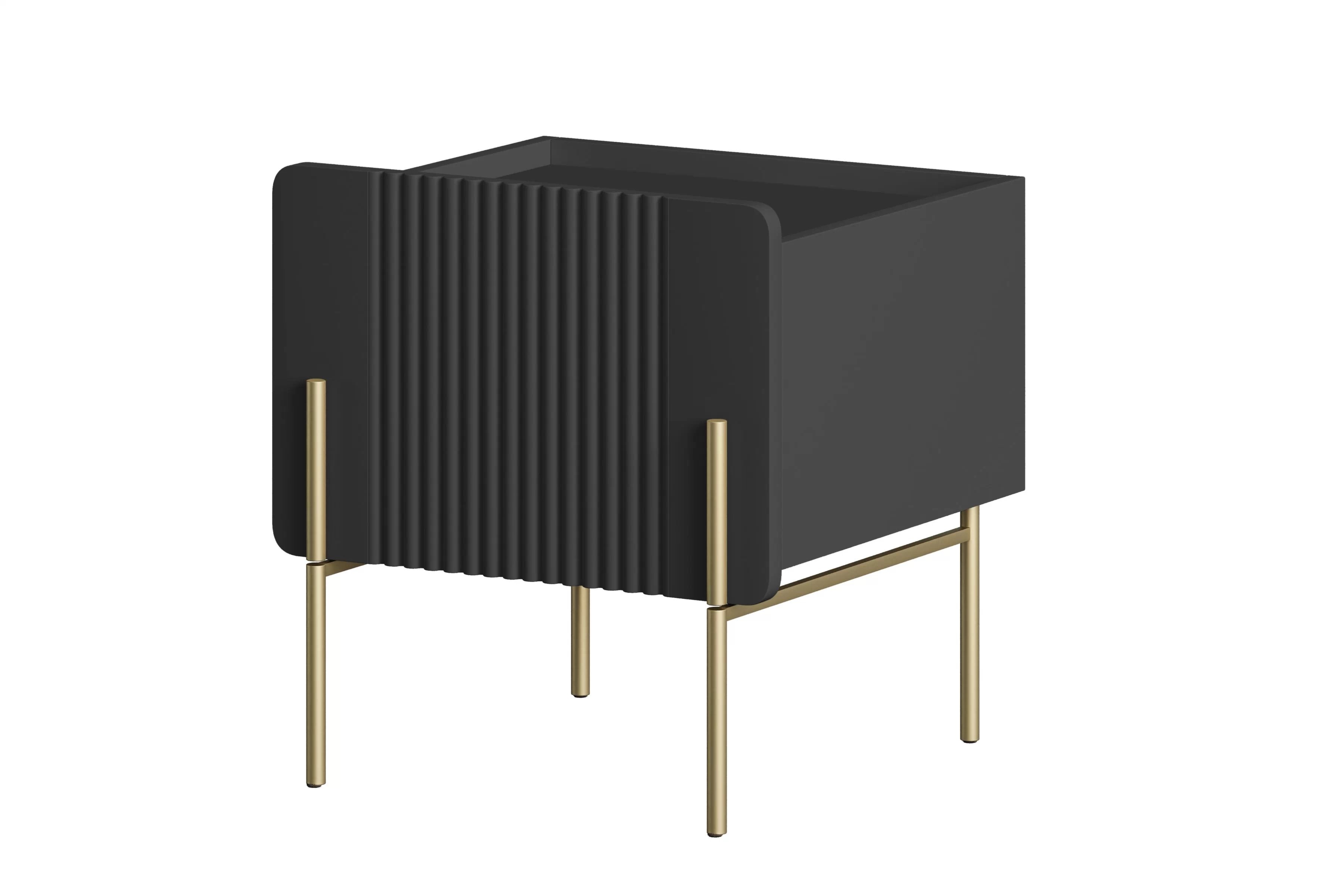 Nočný stolík Malmi 45 cm - čierny mat / zlatá Nočný Stolík Malmi 45 cm z szuflada - Čierny mat / zlote nozki