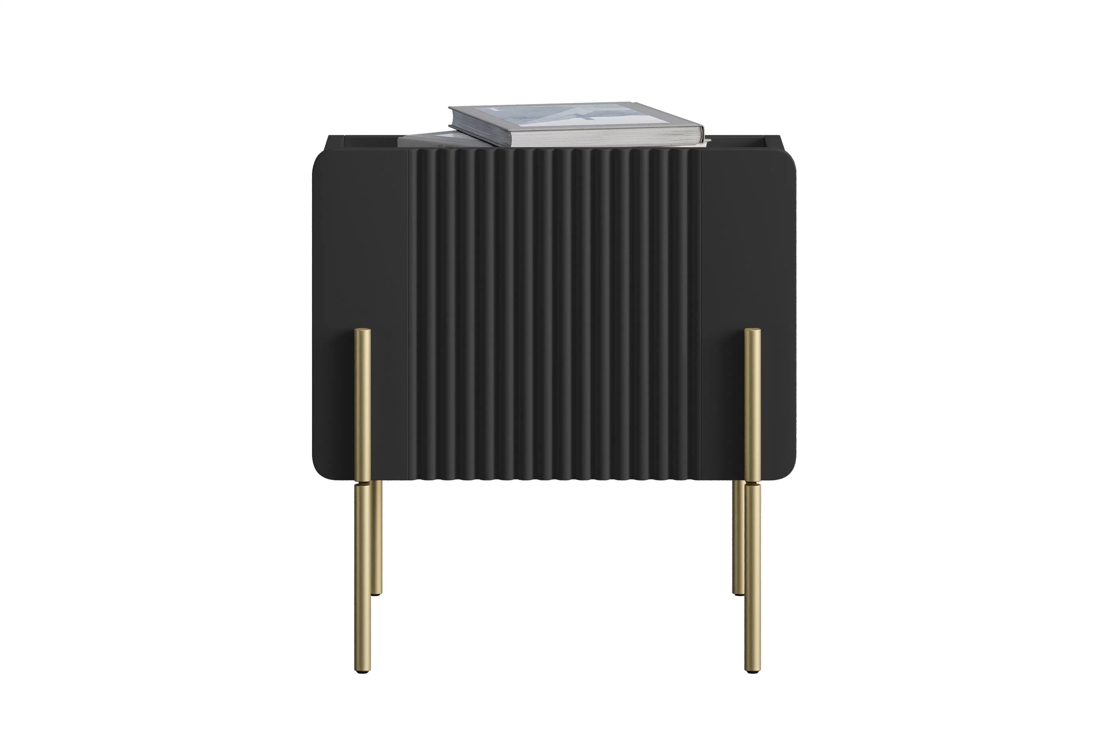 Nočný stolík Malmi 45 cm - čierny mat / zlatá Nočný Stolík Malmi 45 cm z szuflada - Čierny mat / zlote nozki