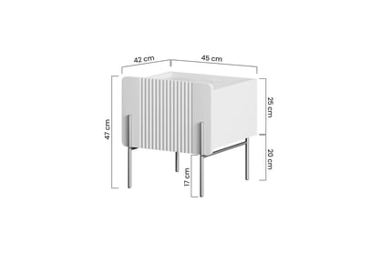 Măsuță de pat Malmi cu sertar pe picioare metalice - cașmir / alb crem / picioare auriu Szafka noapte Malmi 45 cm z szuflada - cașmir / crema bianca / picioare aurii