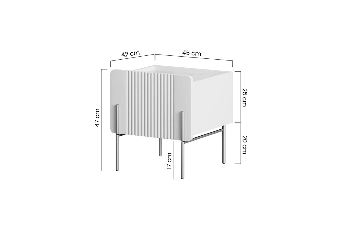 Măsuță de pat Malmi cu sertar pe picioare metalice - cașmir / alb crem / picioare auriu Szafka noapte Malmi 45 cm z szuflada - cașmir / crema bianca / picioare aurii