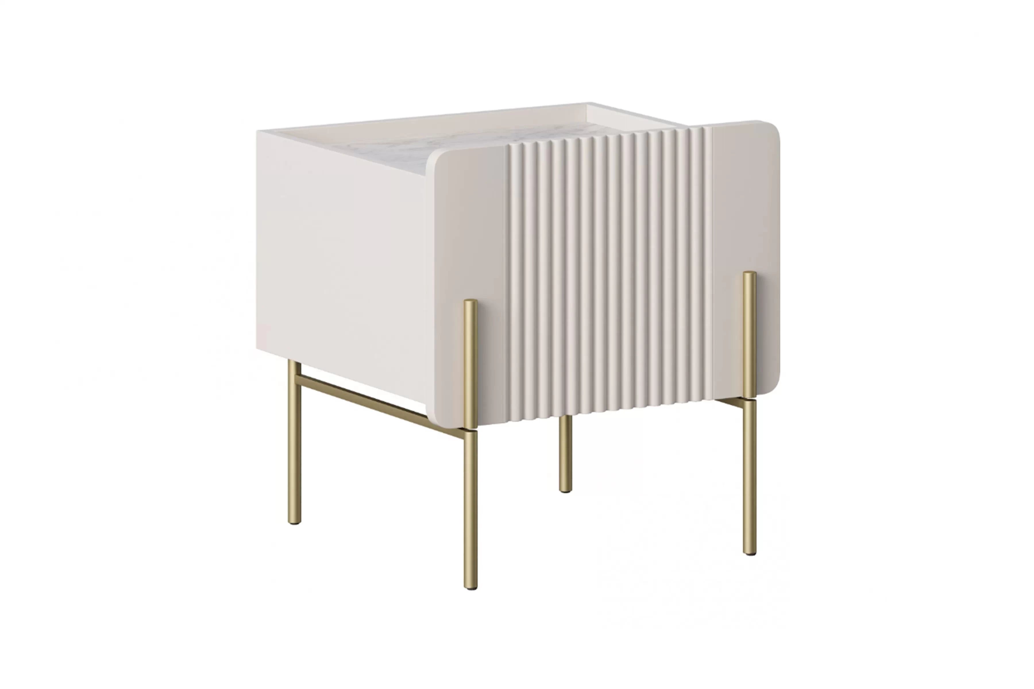 Nočný stolík Malmi 45 cm - kašmírová / crema bianca / zlatá Nočný Stolík Malmi 45 cm z szuflada - kašmír / crema bianca / zlote nozki