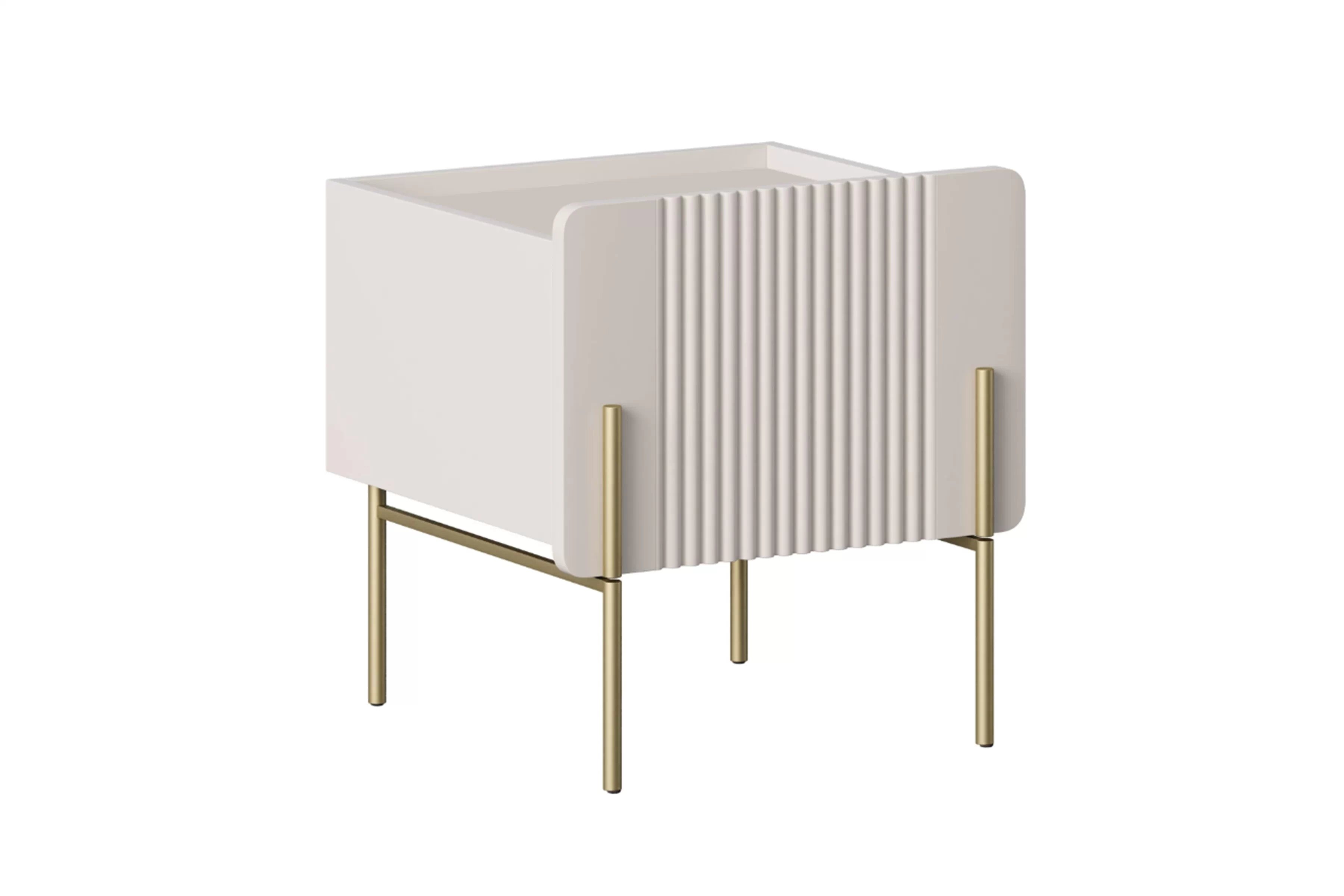 Nočný stolík Malmi 45 cm so zásuvkou - kašmír / zlaté nohy Nočný Stolík Malmi 45 cm z szuflada - kašmír / zlote nozki