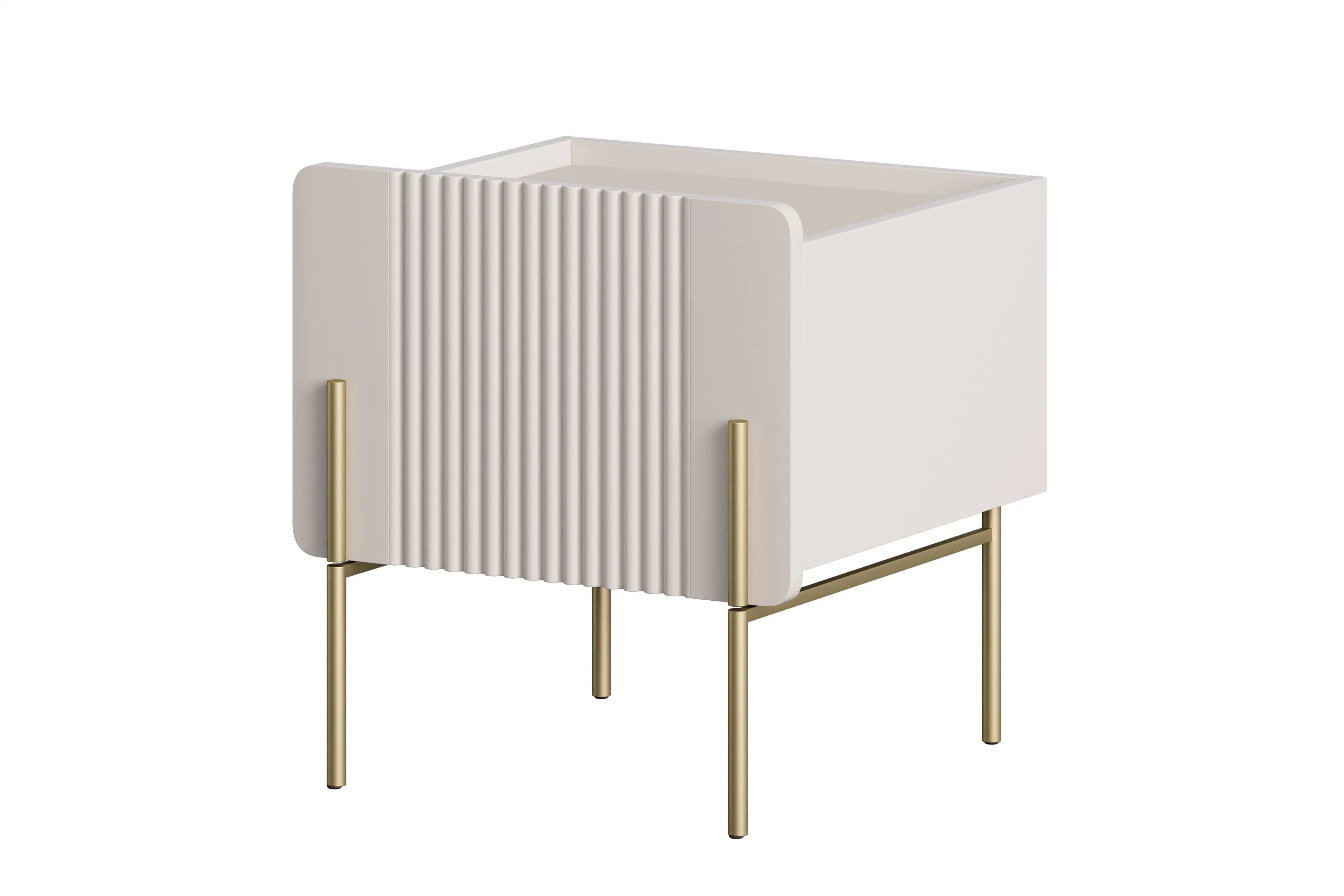 Nočný stolík Malmi 45 cm so zásuvkou - kašmír / zlaté nohy Nočný Stolík Malmi 45 cm z szuflada - kašmír / zlote nozki