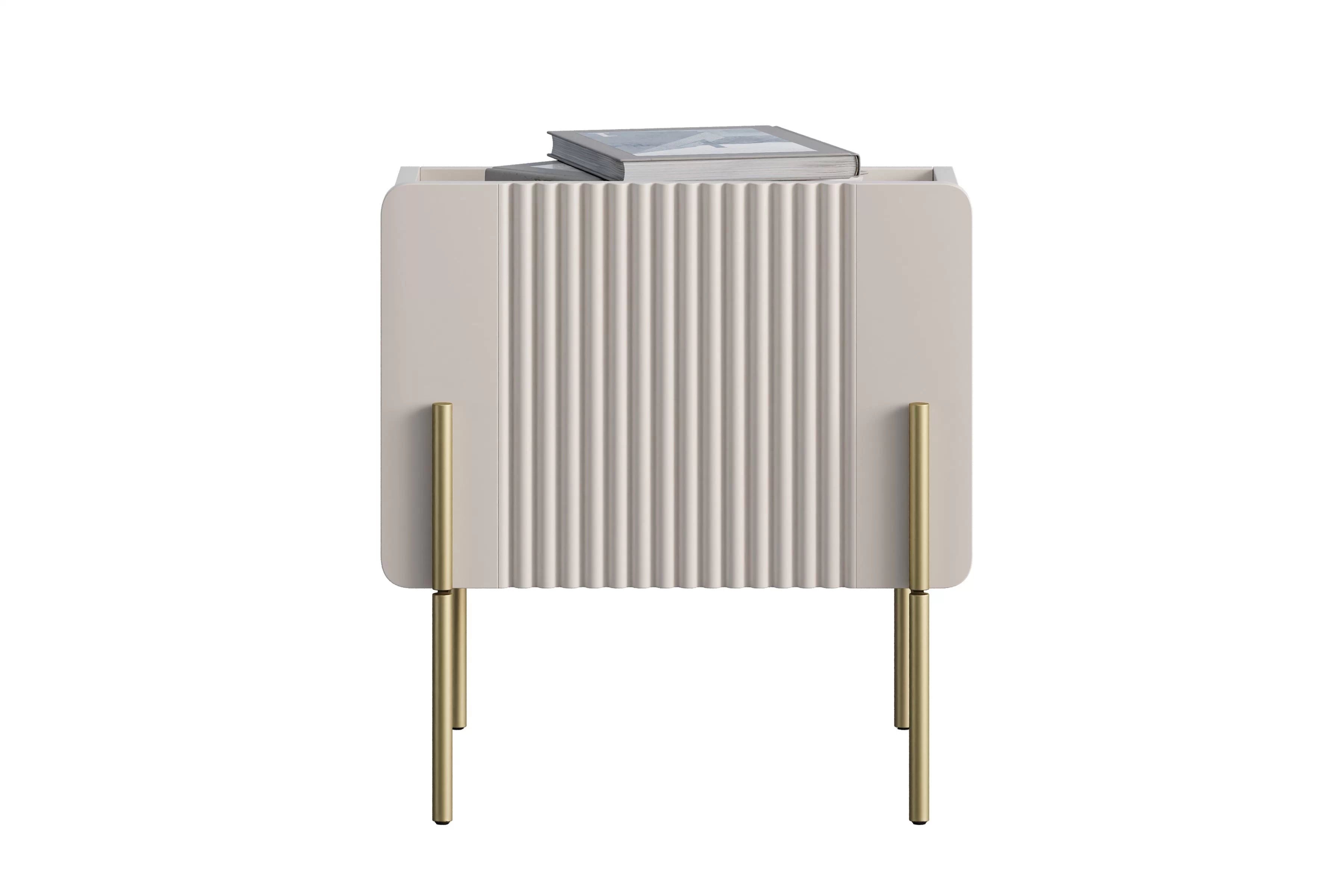 Nočný stolík Malmi 45 cm so zásuvkou - kašmír / zlaté nohy Nočný Stolík Malmi 45 cm z szuflada - kašmír / zlote nozki