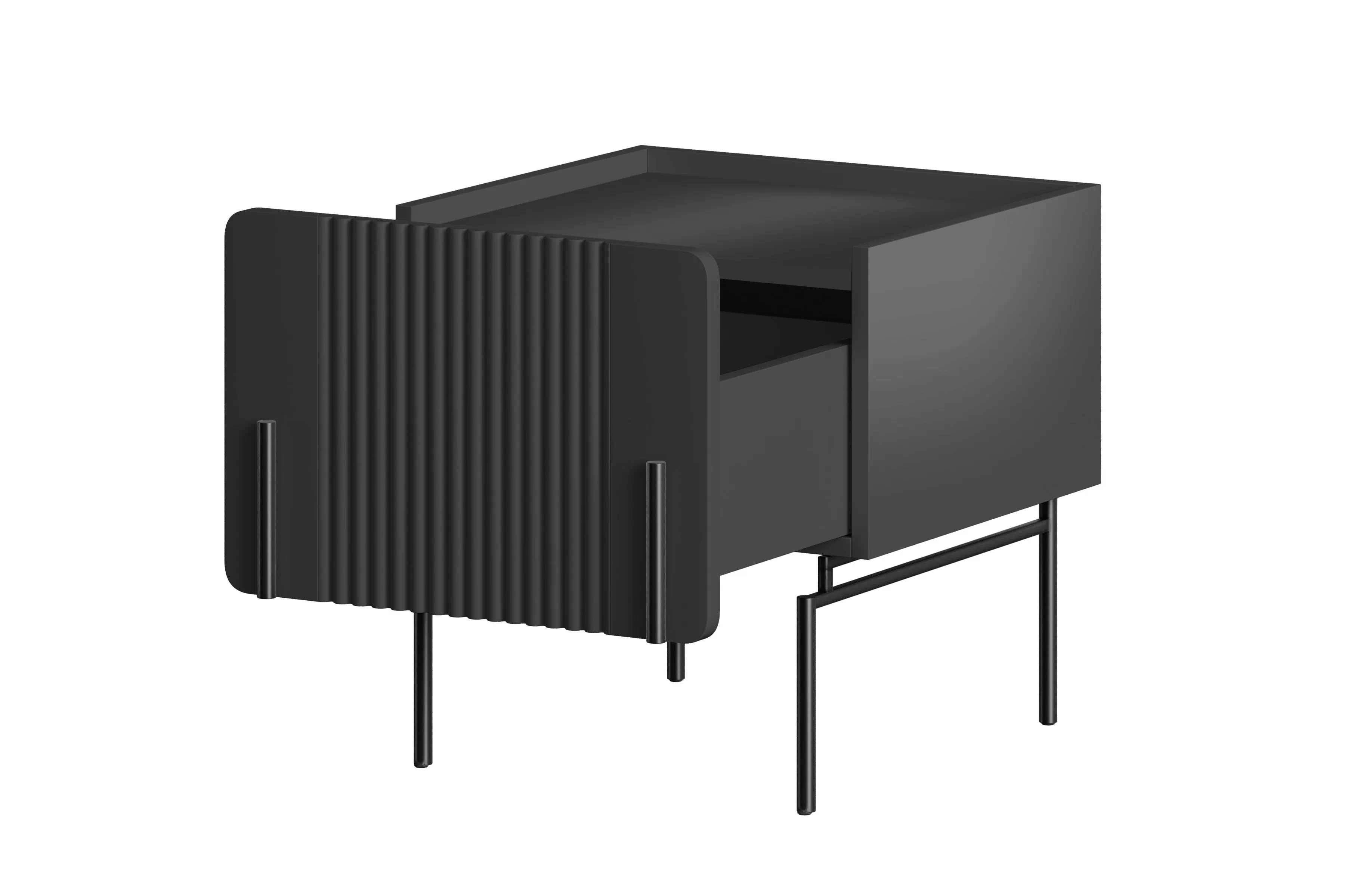 Nočný stolík Malmi 45 cm - čierny mat / čierna Nočný Stolík Malmi z szuflada 45 cm - Čierny mat / čierny nozki