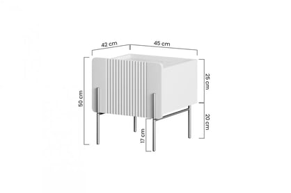 Noční stolek Malmi 45 cm - kašmírová / crema bianca / černé nožky Noční stolek Malmi z szuflada i metalowymi nogami - kašmír / crema bianca / černá nozki