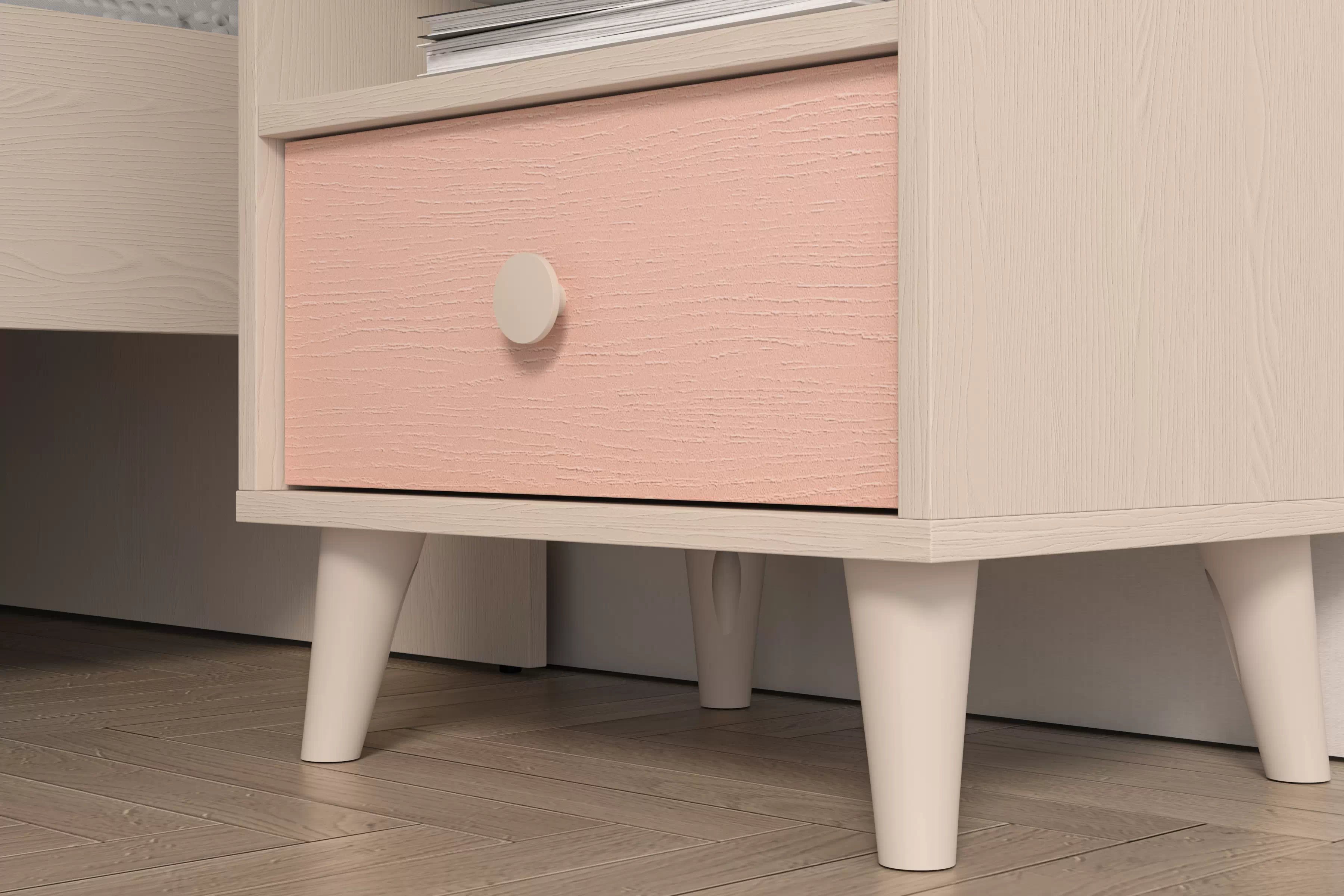 Detský nočný stolík Marla 45 cm - púštny piesok / ružová Nočný Stolík Marla 45 cm - piasek pustyni / millenial pink