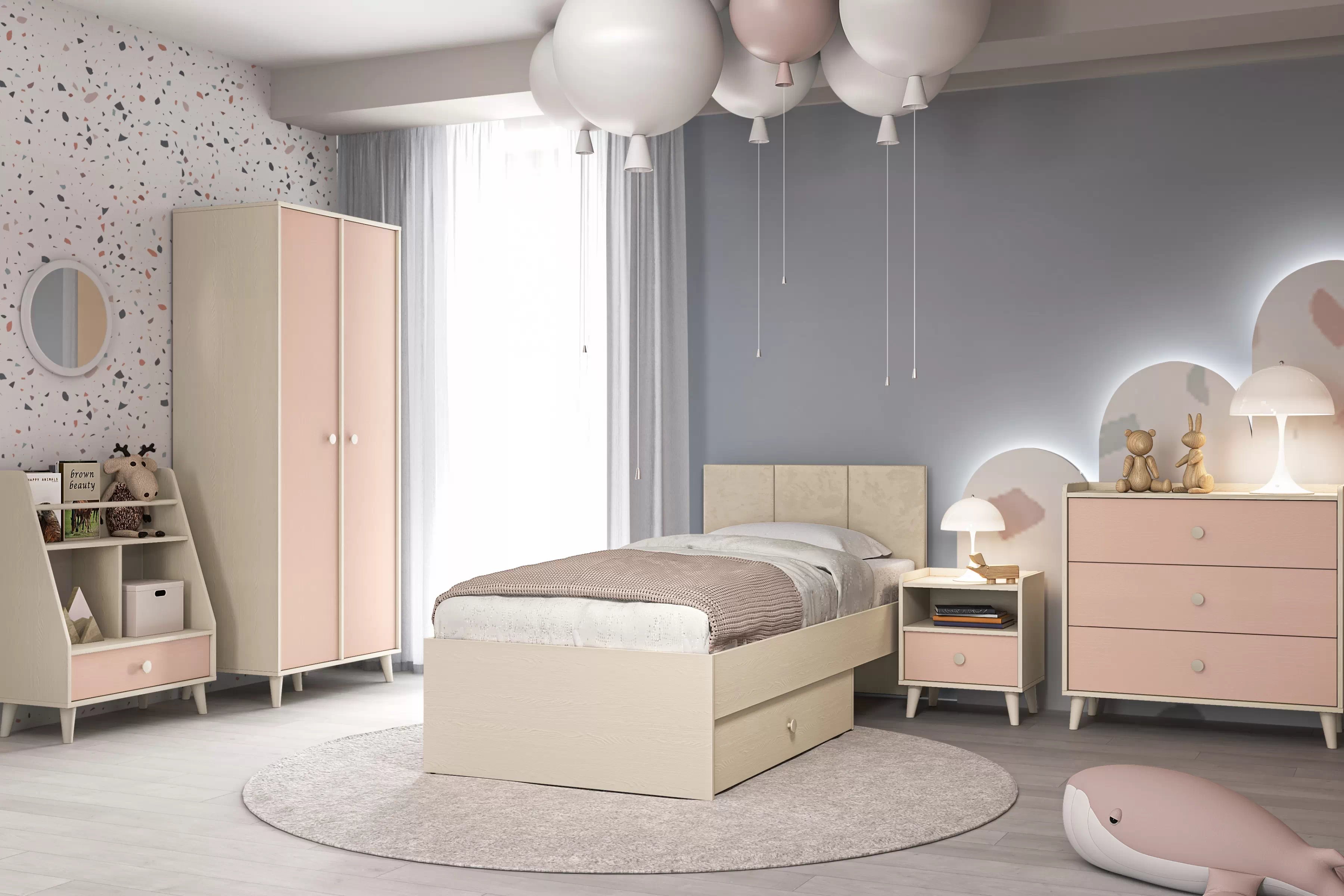 Detský nočný stolík Marla 45 cm - púštny piesok / ružová Nočný Stolík Marla 45 cm - piasek pustyni / millenial pink