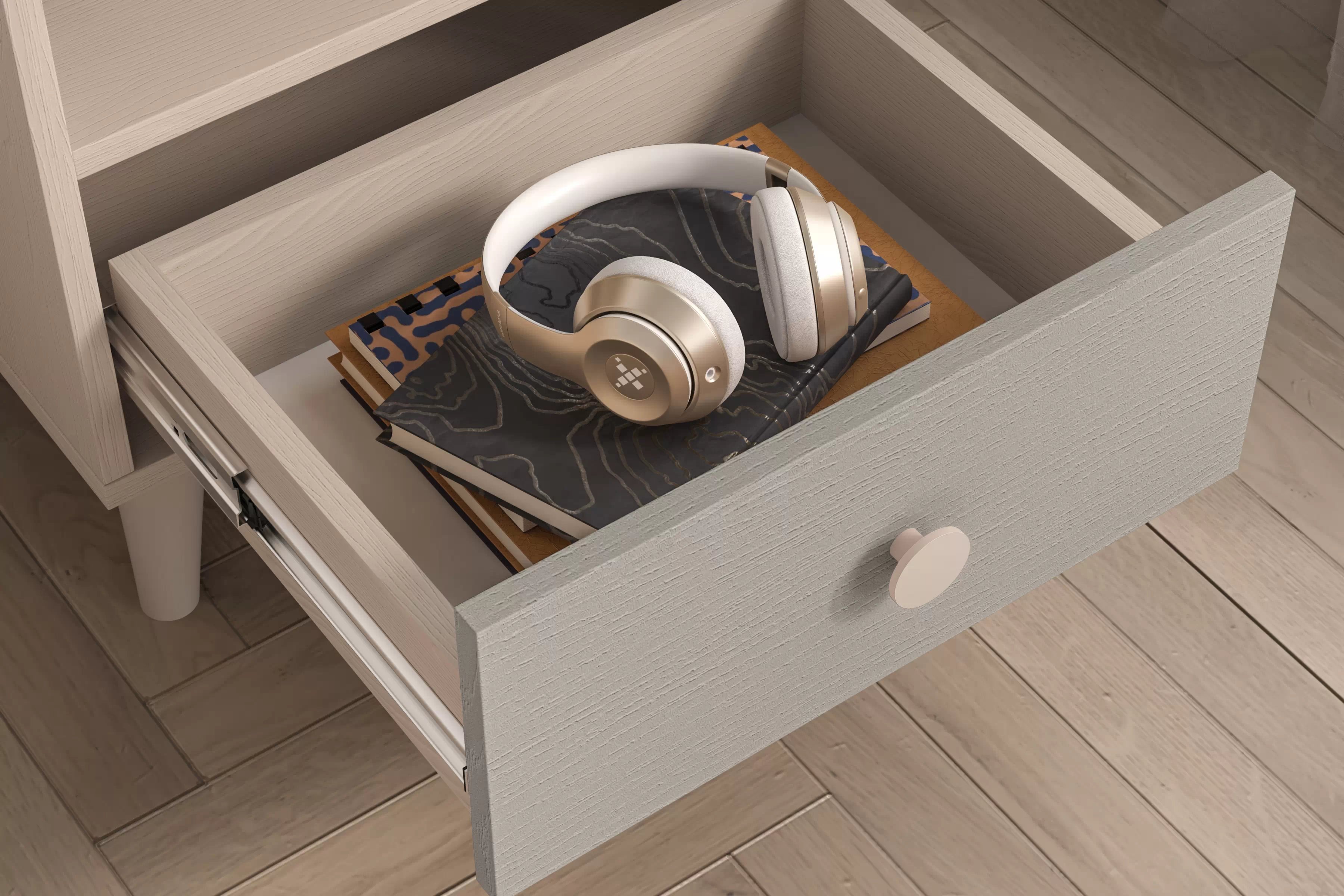 Dětský noční stolek Marla 45 cm - pouštní písek / šedá pallad Noční stolek Marla 45 cm - piasek pustyni / šedá pallad