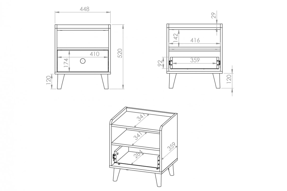 Noptieră Marla 45 cm - nisip deșert / palladium gri Szafka noapte Marla 45 cm - piasek pustyni / gri pallad