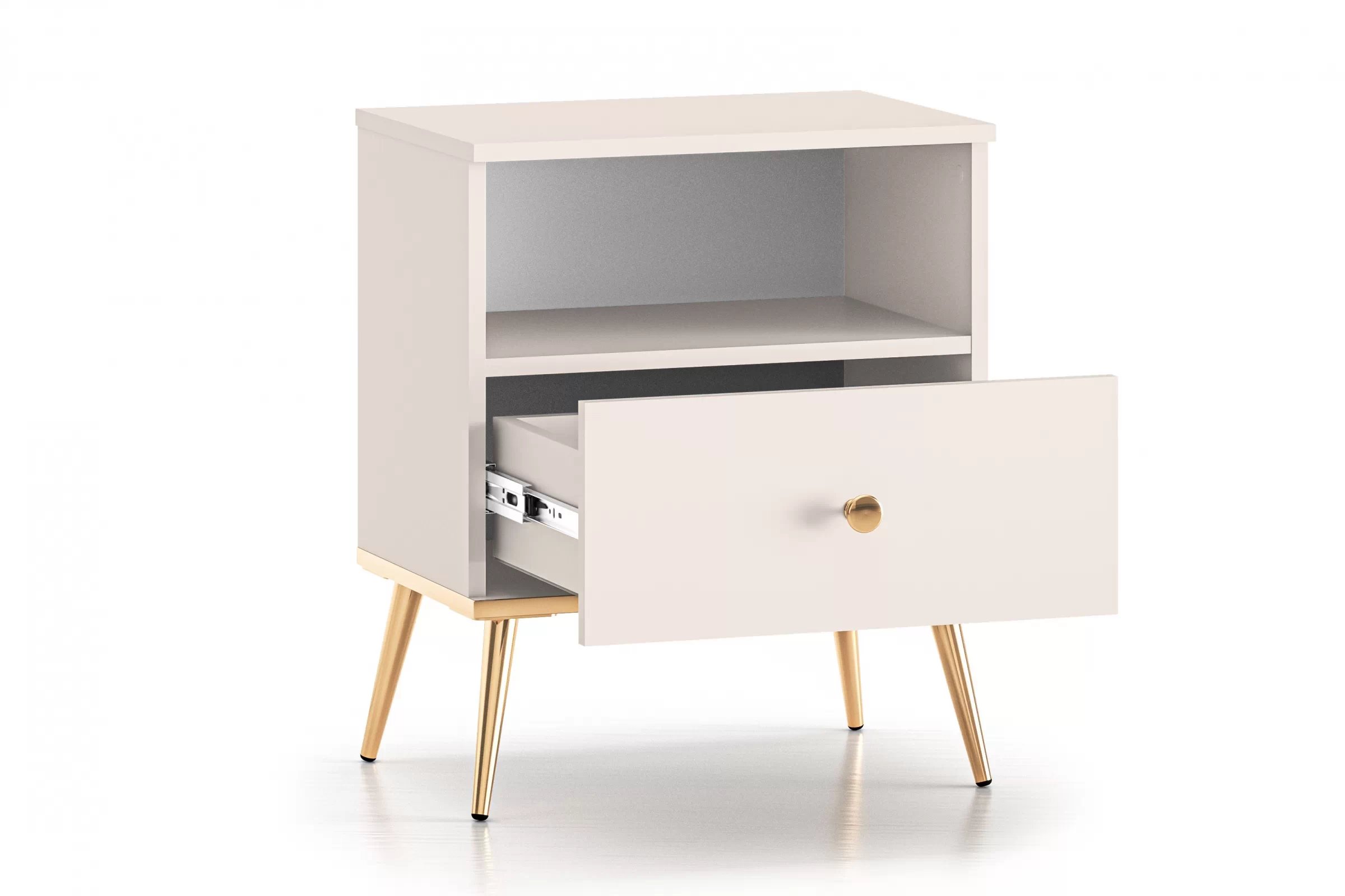 Nočný stolík Narelli 06 50 cm - kašmír / zlaté nožičky Nočný Stolík Narelli 06 - 50 cm - kašmír / zlote nožičky