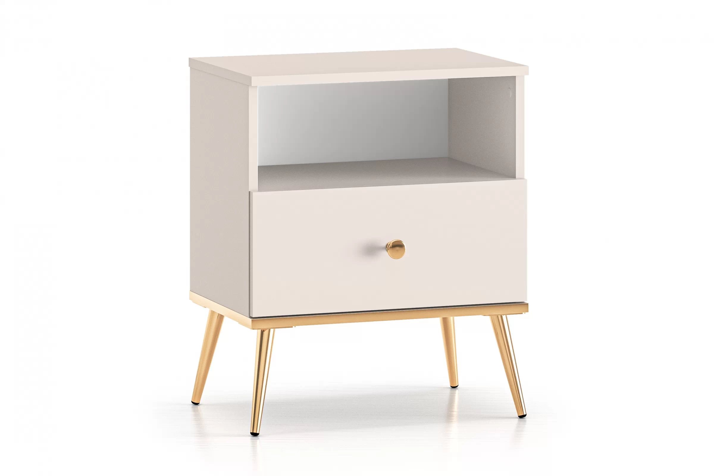 Nočný stolík Narelli 06 50 cm - kašmír / zlaté nožičky Nočný Stolík Narelli 06 - 50 cm - kašmír / zlote nožičky