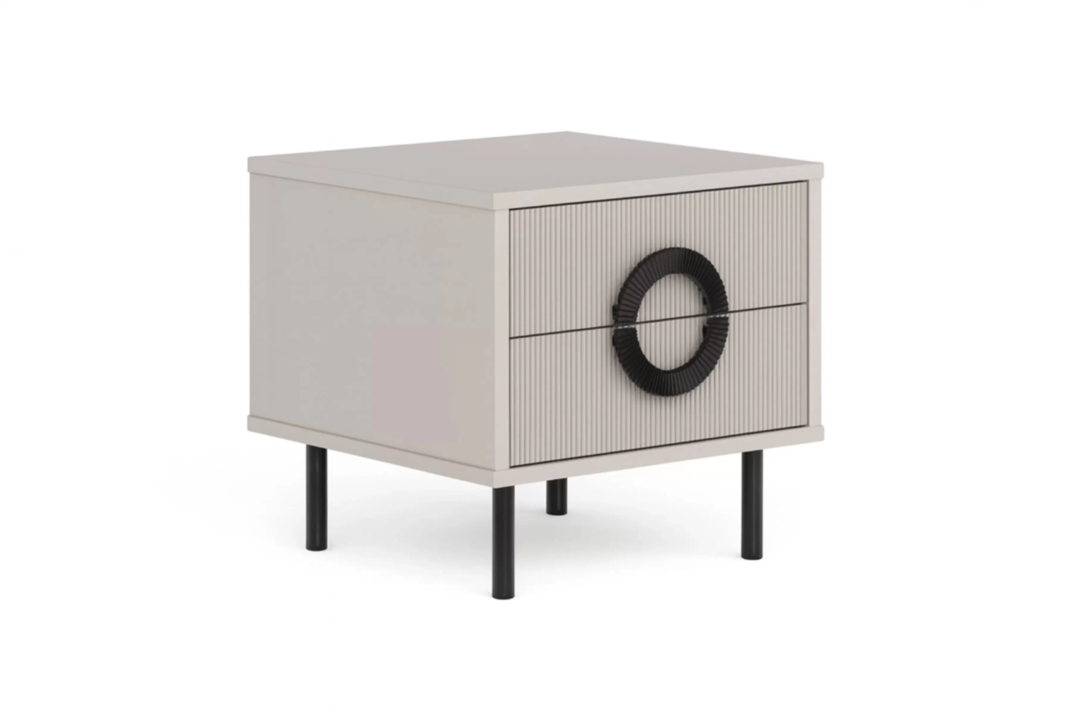 Nočný stolík Nubo 46 cm - kašmírová / čierna Nočný Stolík Nubo 46 cm so zásuvkami - kašmír / Čierny