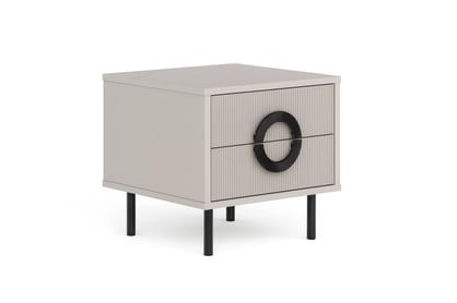 Nočný stolík Nubo 46 cm so zásuvkami - kašmír / čierne nožičky Nočný Stolík Nubo 46 cm so zásuvkami - kašmír / Čierny