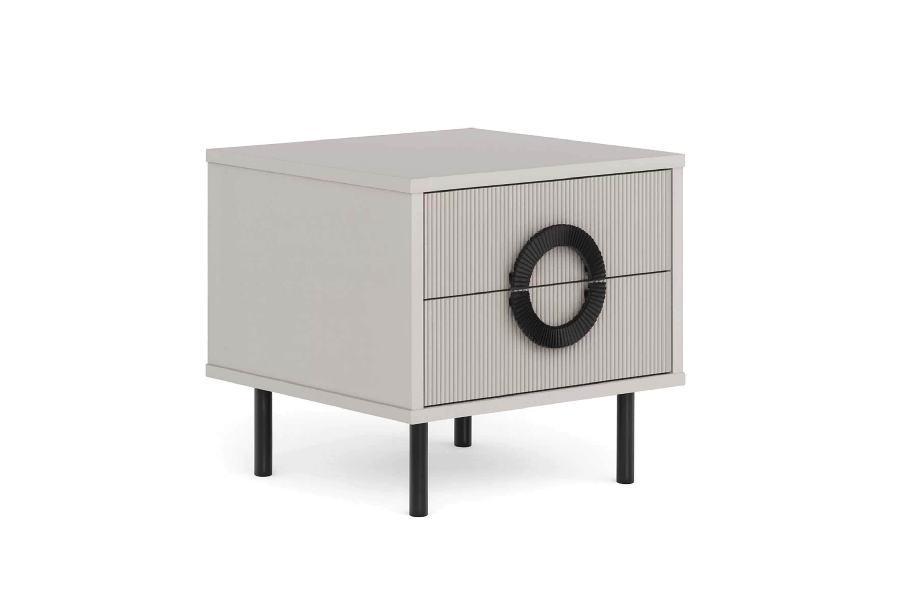 Nočný stolík Nubo 46 cm - kašmírová / čierna Nočný Stolík Nubo 46 cm so zásuvkami - kašmír / Čierny