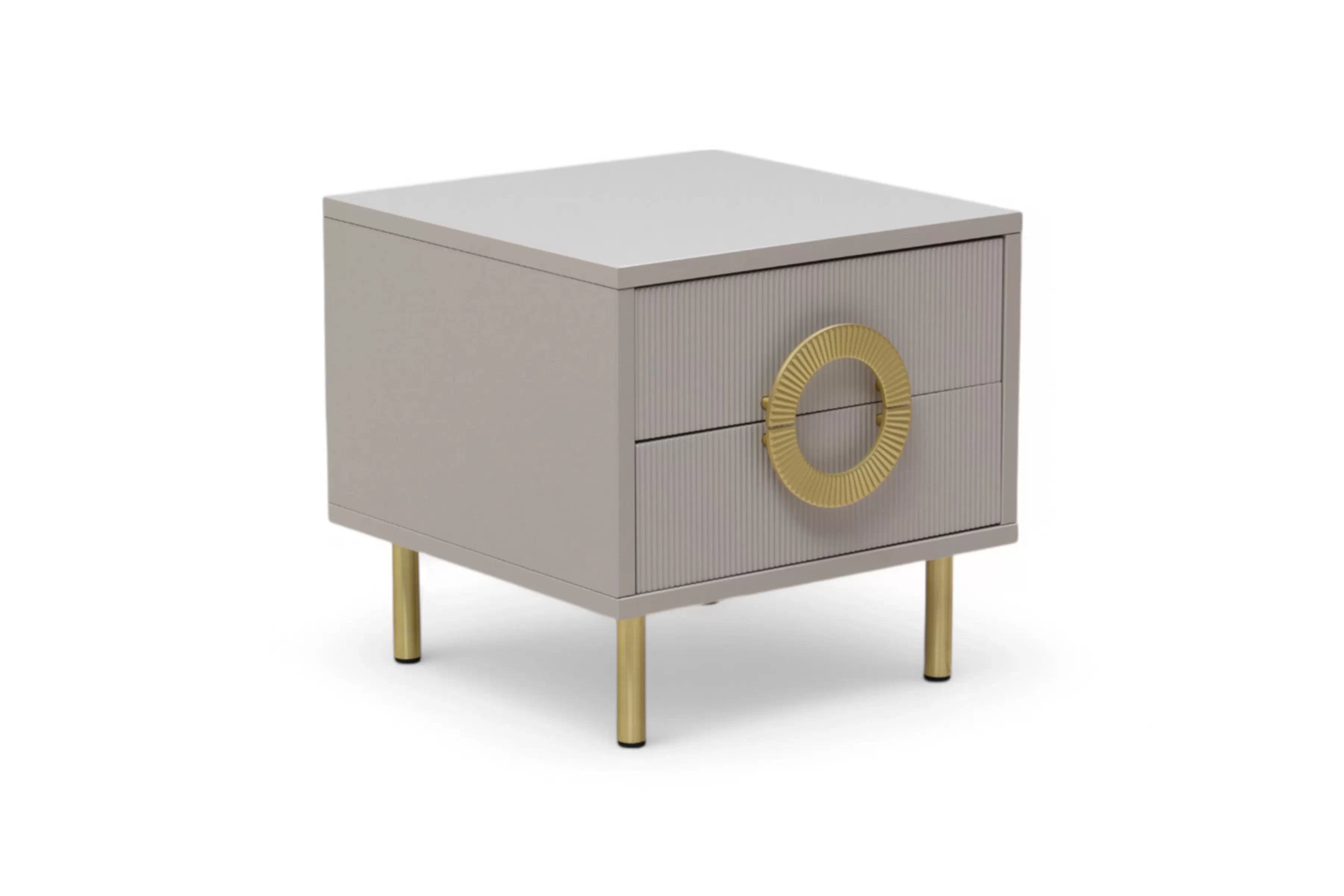 Nočný stolík Nubo 46 cm so zásuvkami - kašmírová / zlaté nohy Nočný Stolík Nubo 46 cm so zásuvkami - kašmír / zlote nožičky