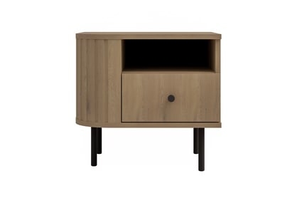 Noční stolek Ovalio 48 cm s šuplíkem - dub cremona